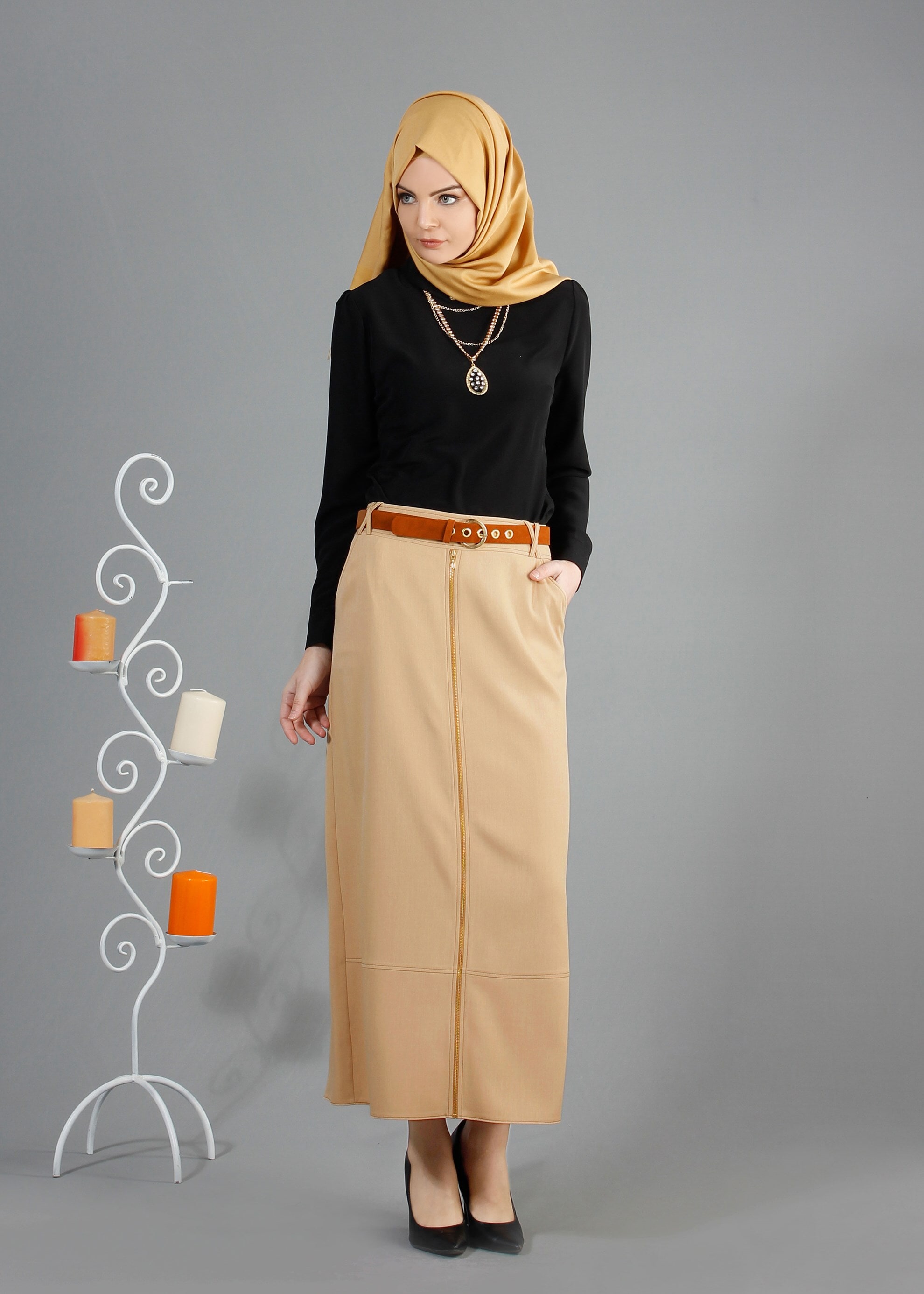 Tesettür giyim BEJ 6849 Stil Tesettür Etek 38/46 TEK40