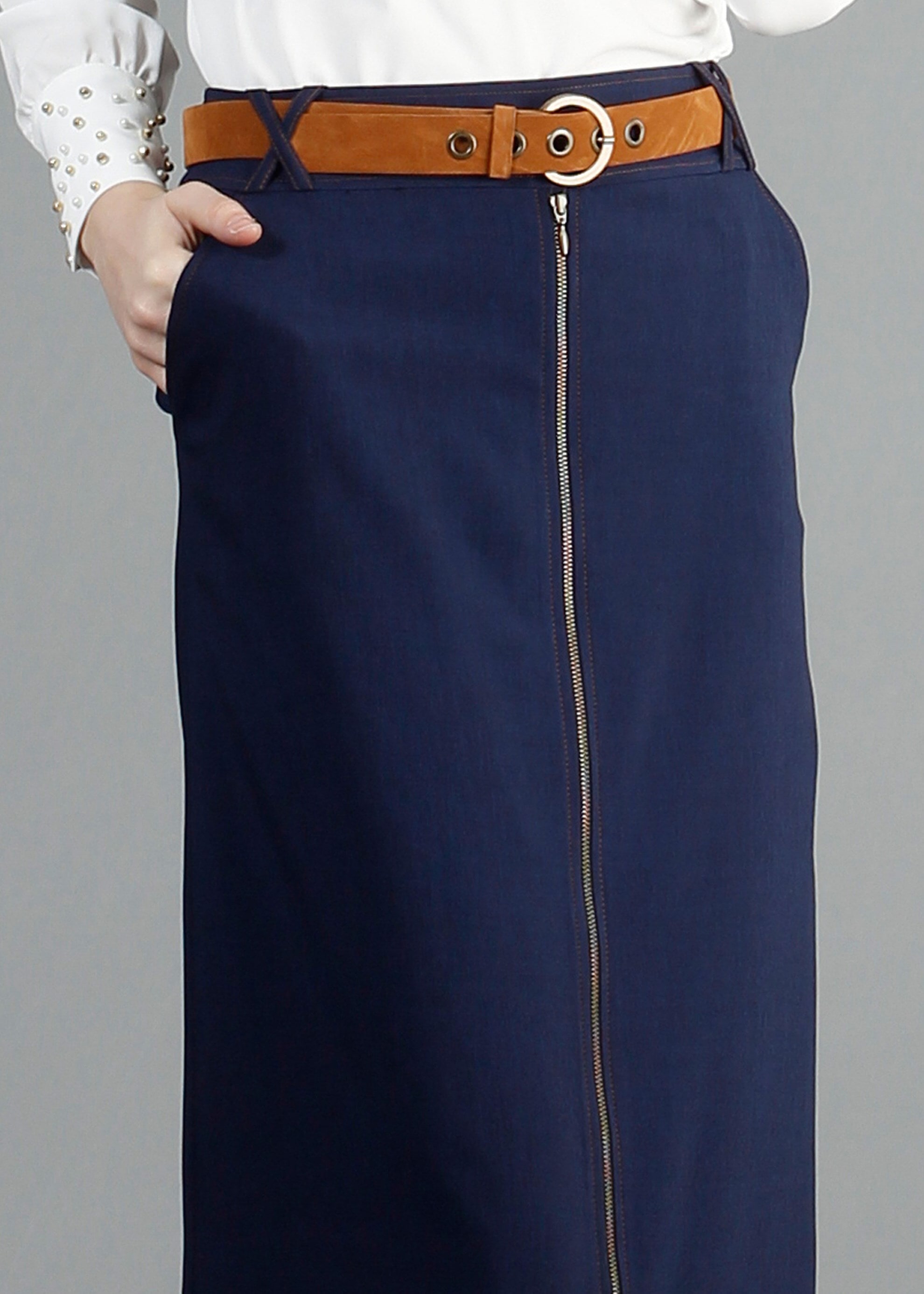 Tesettür giyim LACİVERT 6849 Stil Tesettür Etek 38/46 TEK40