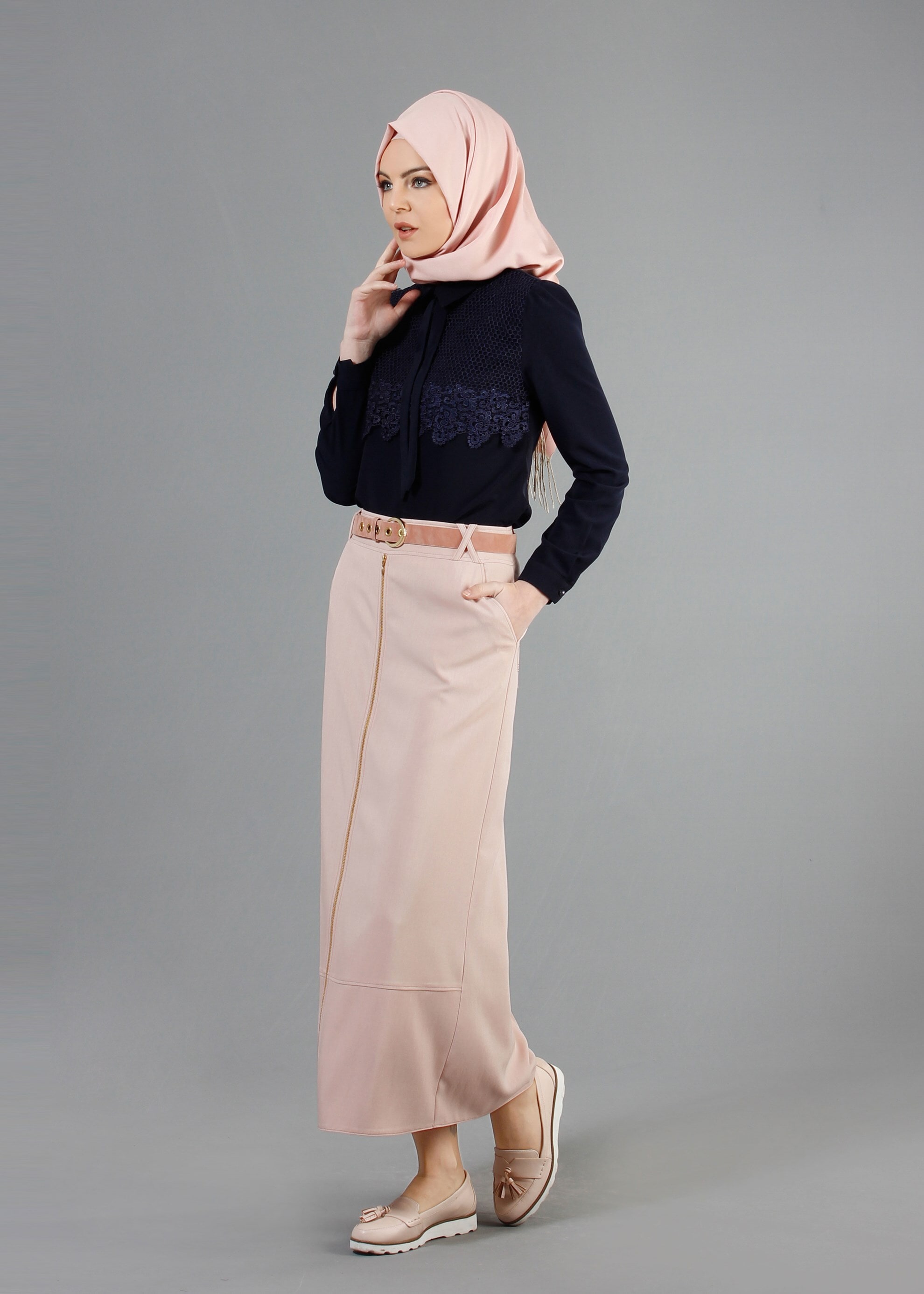 Tesettür giyim PUDRA 6849 Stil Tesettür Etek 38/46 TEK40