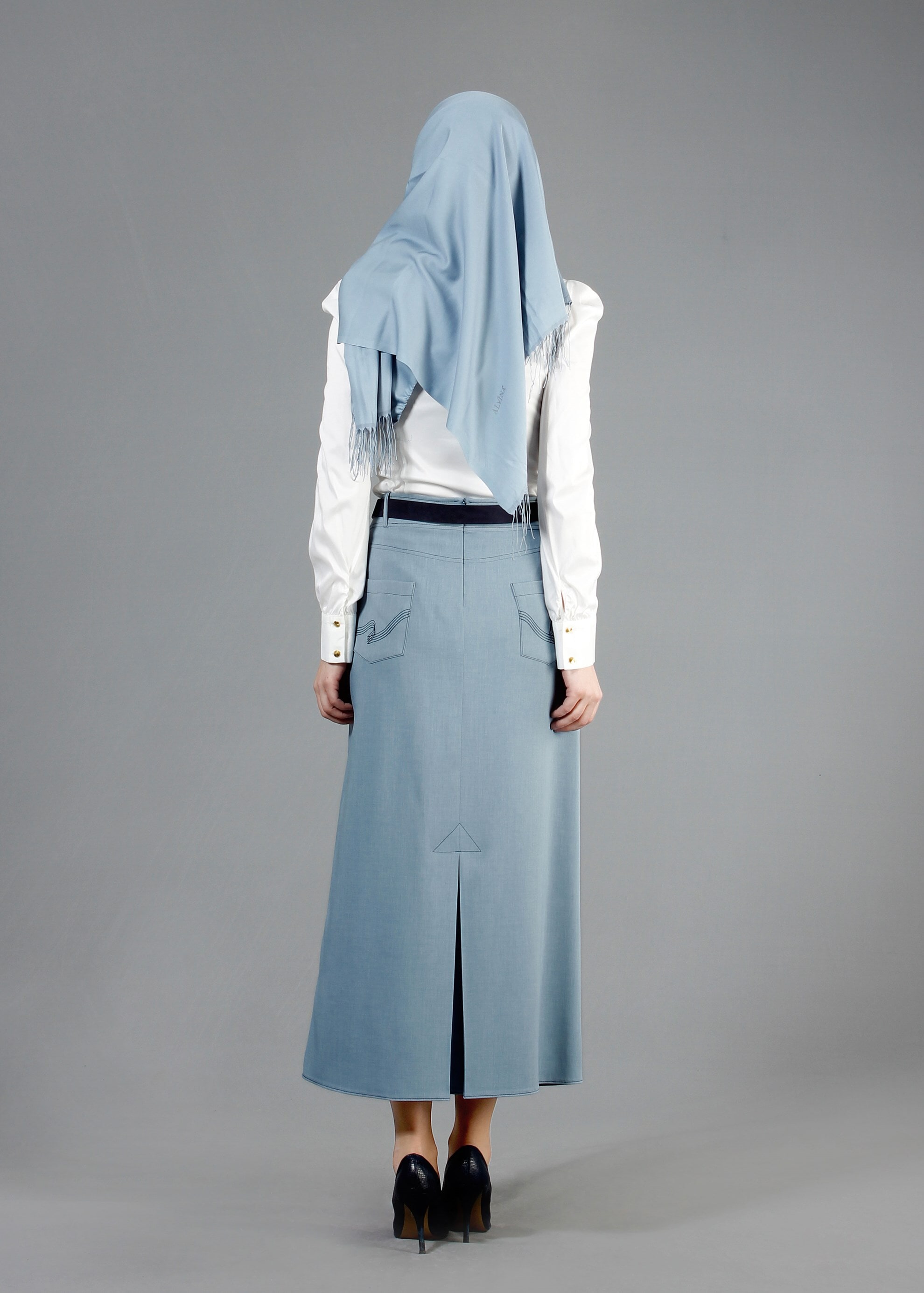 Tesettür giyim MAVİ 6849 Stil Tesettür Etek 38/46 TEK40