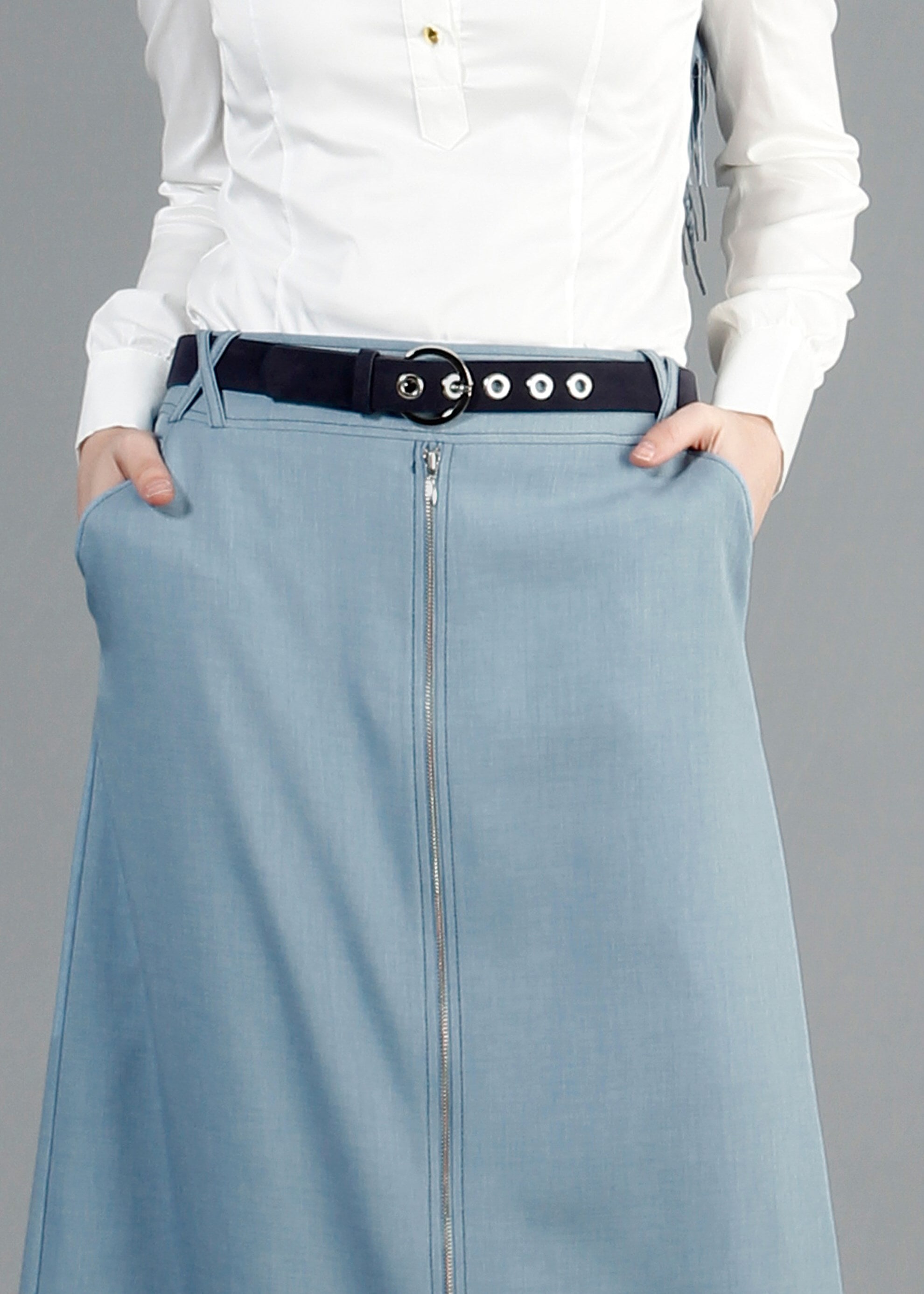 Tesettür giyim MAVİ 6849 Stil Tesettür Etek 38/46 TEK40