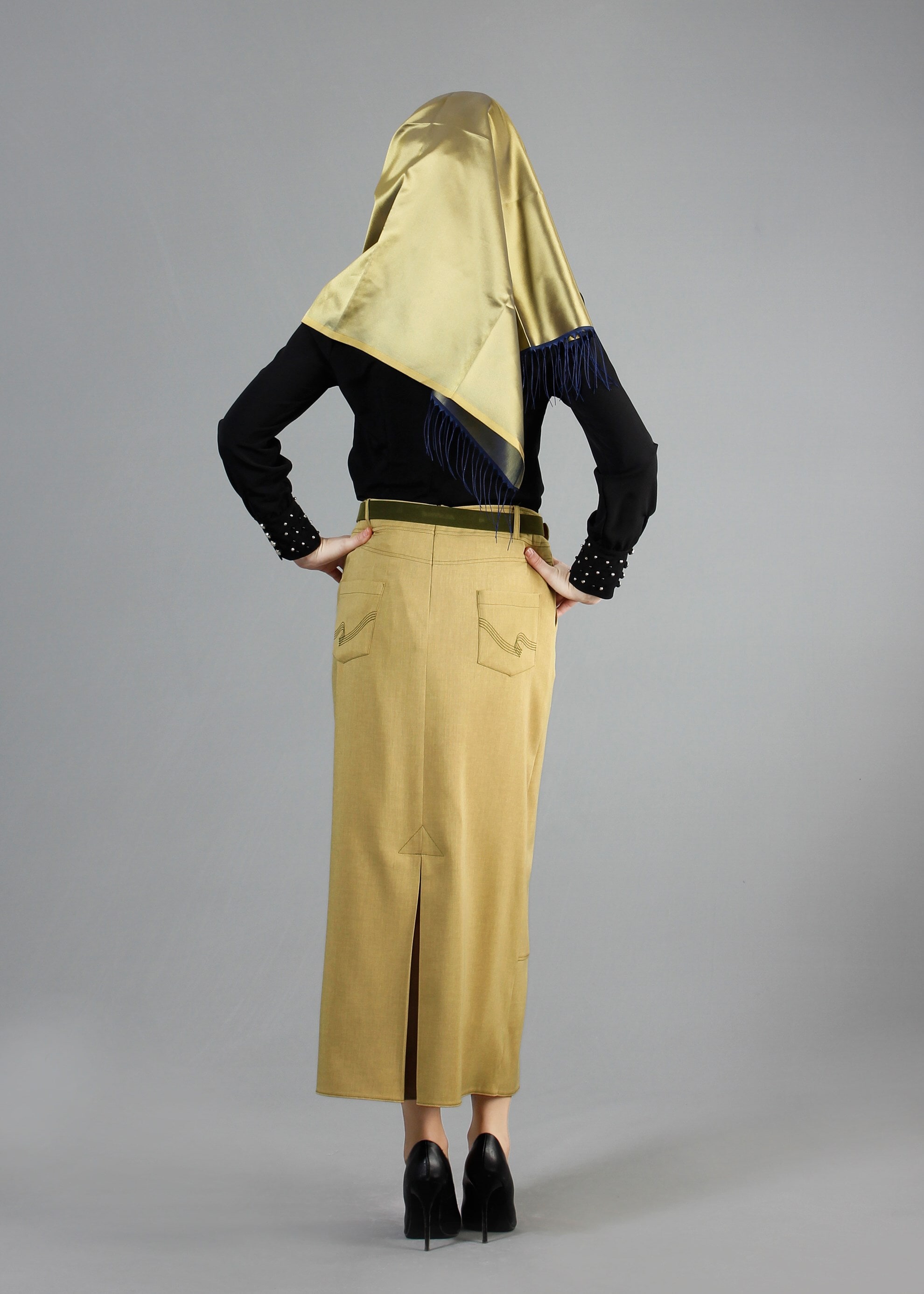 Tesettür giyim YEŞİL 6849 Stil Tesettür Etek 38/46 TEK40