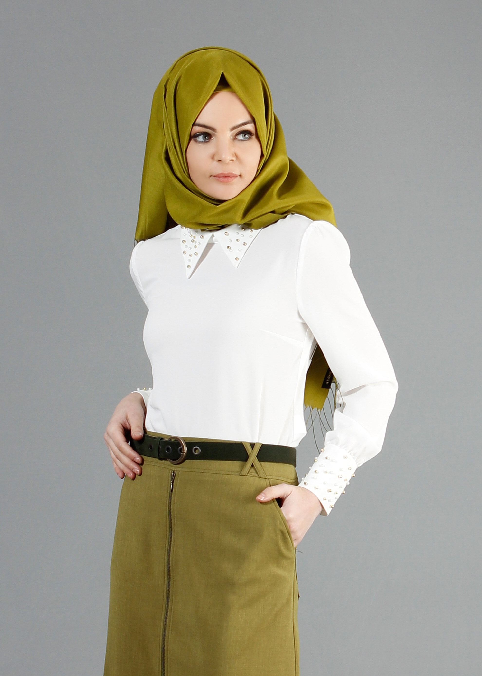 Tesettür giyim YEŞİL 6849 Stil Tesettür Etek 38/46 TEK40