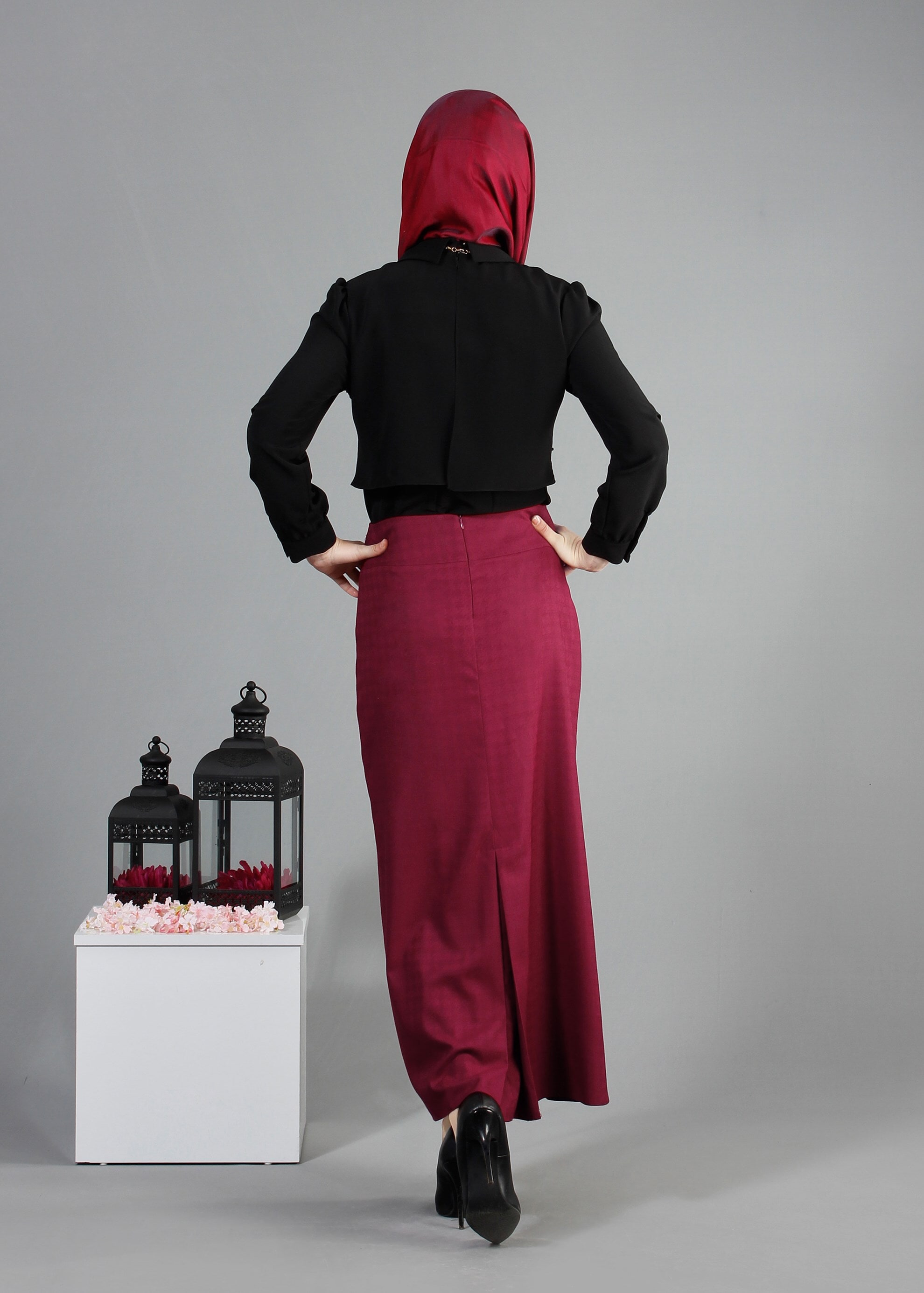 Tesettür giyim FUŞYA 6851 Estela Tesettür 10300 Etek  38/44