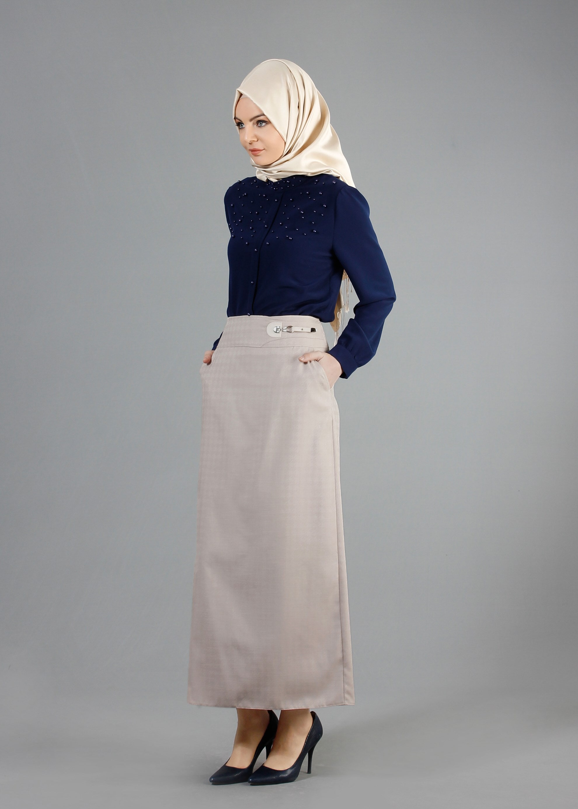 Tesettür giyim BEJ 6851 Estela Tesettür 10300 Etek  38/44