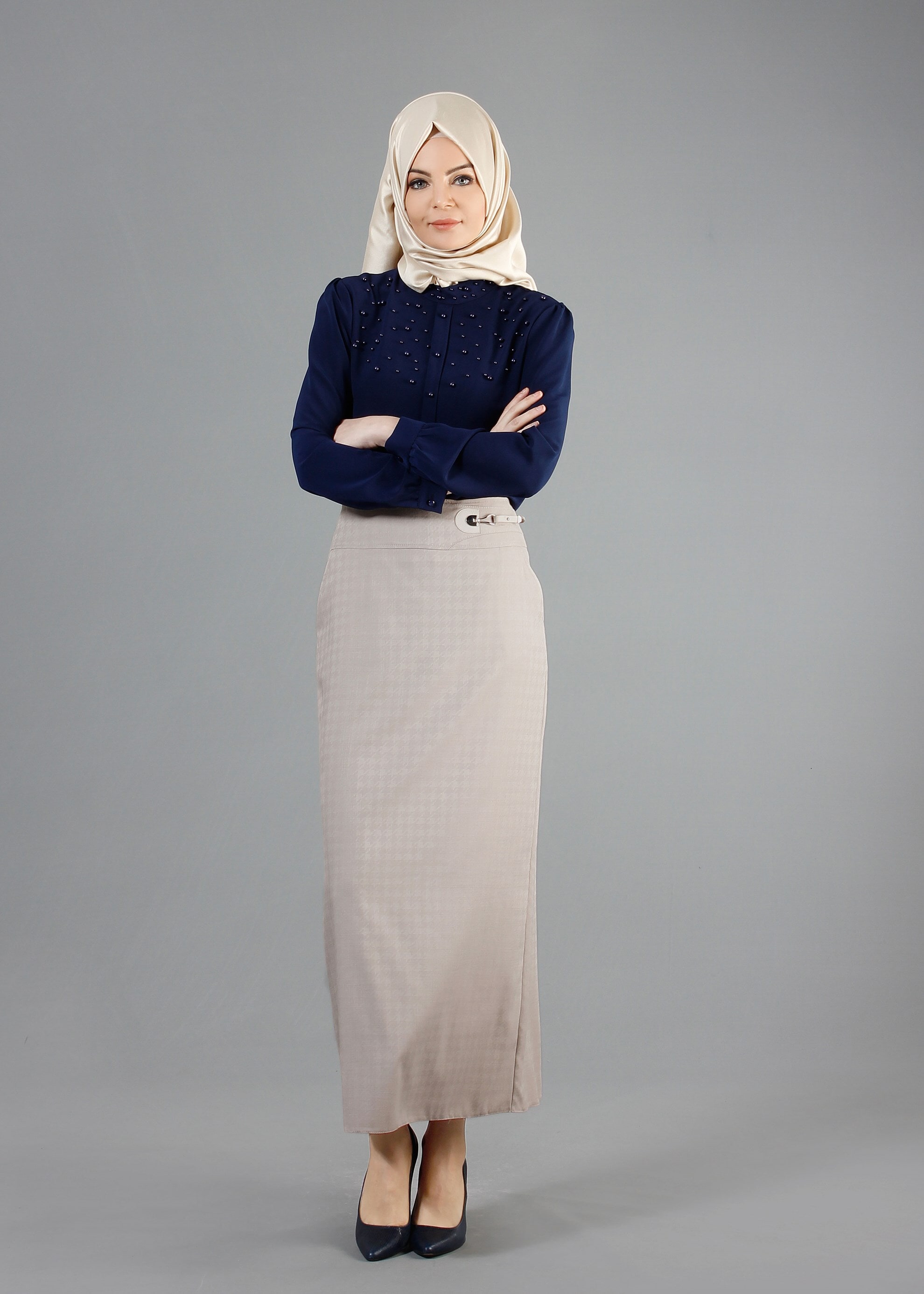 Tesettür giyim BEJ 6851 Estela Tesettür 10300 Etek  38/44