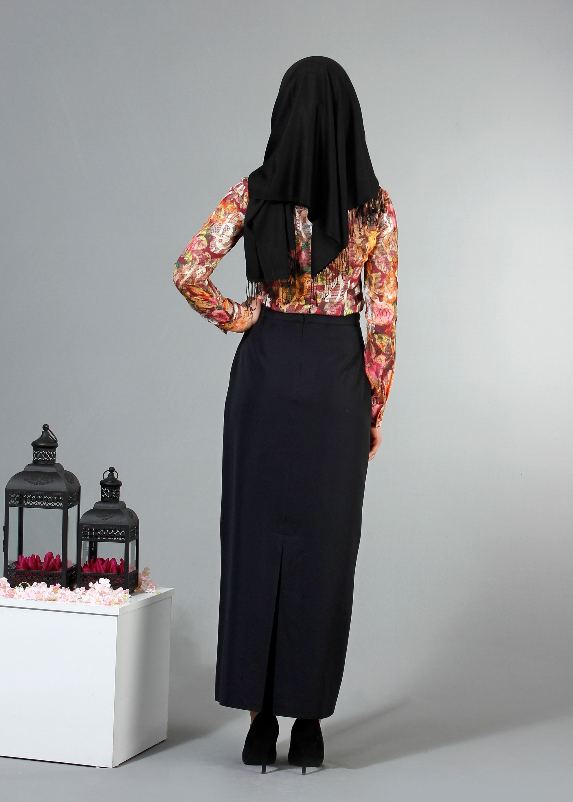 Tesettür giyim SİYAH 6853 Dilma Tesettür Etek 38/44 TEK36