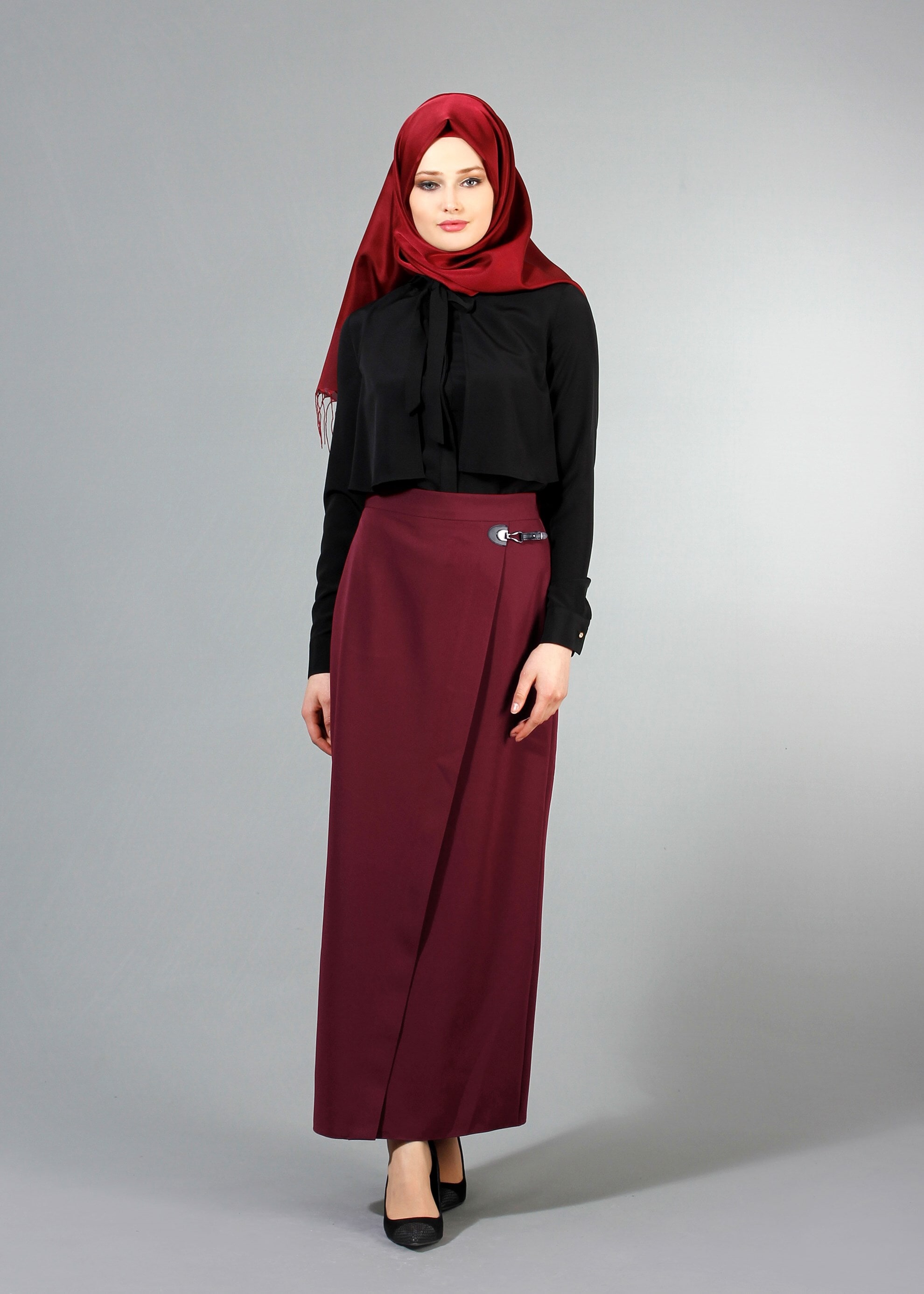 Tesettür giyim BORDO 6853 Dilma Tesettür Etek 38/44 TEK36