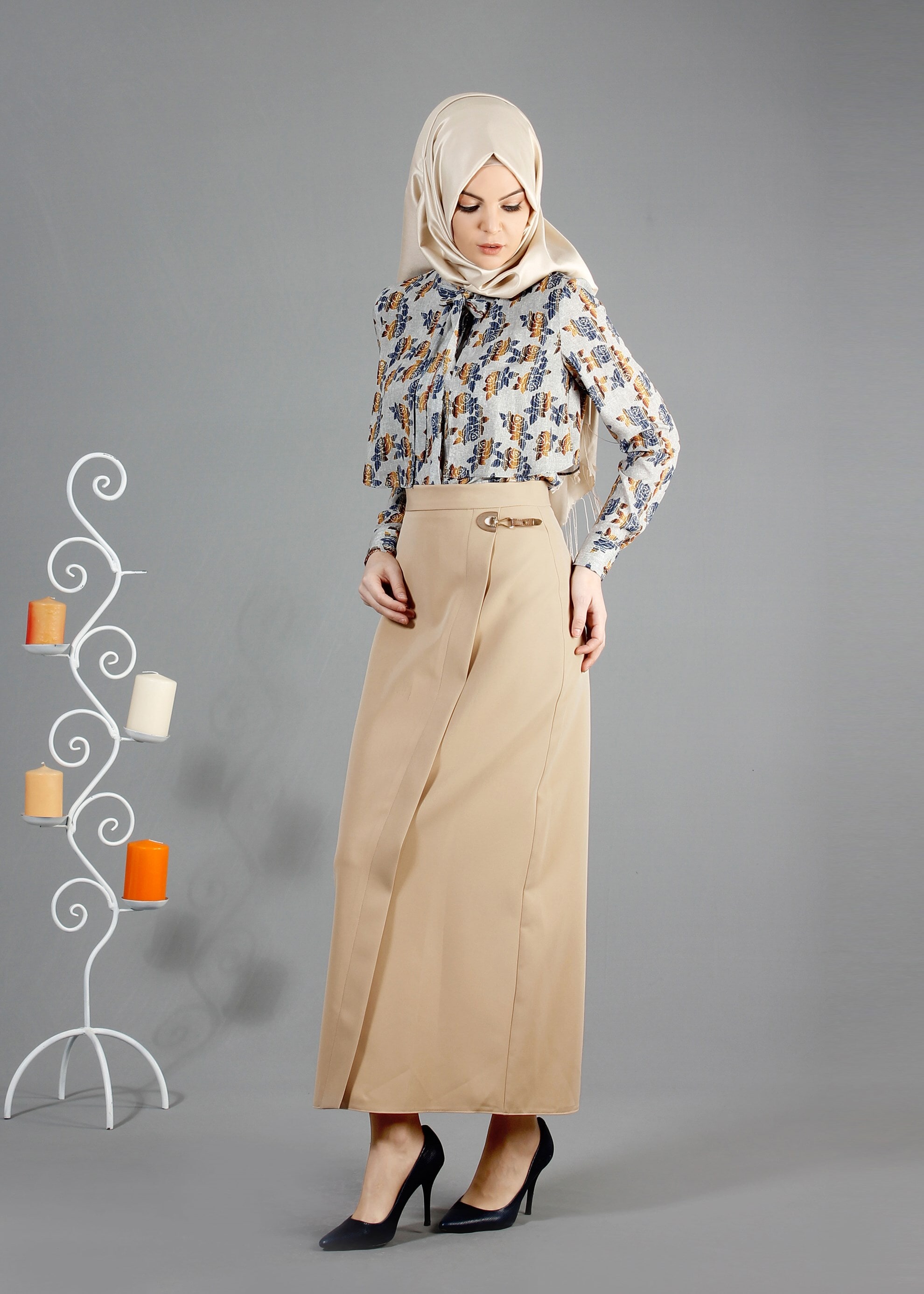 Tesettür giyim BEJ 6853 Dilma Tesettür Etek 38/44 TEK36