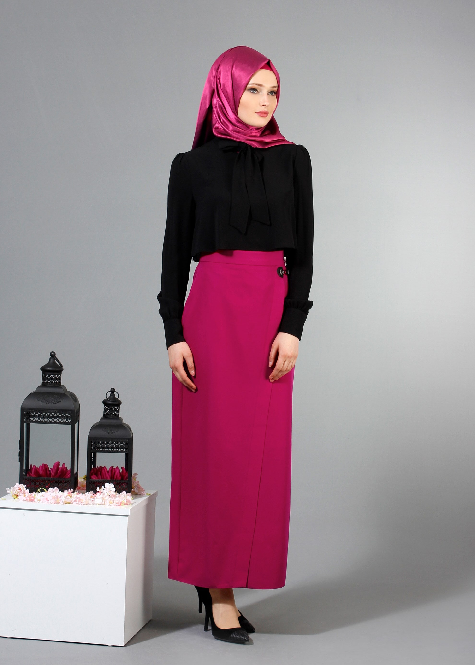 Tesettür giyim FUŞYA 6853 Dilma Tesettür Etek 38/44 TEK36