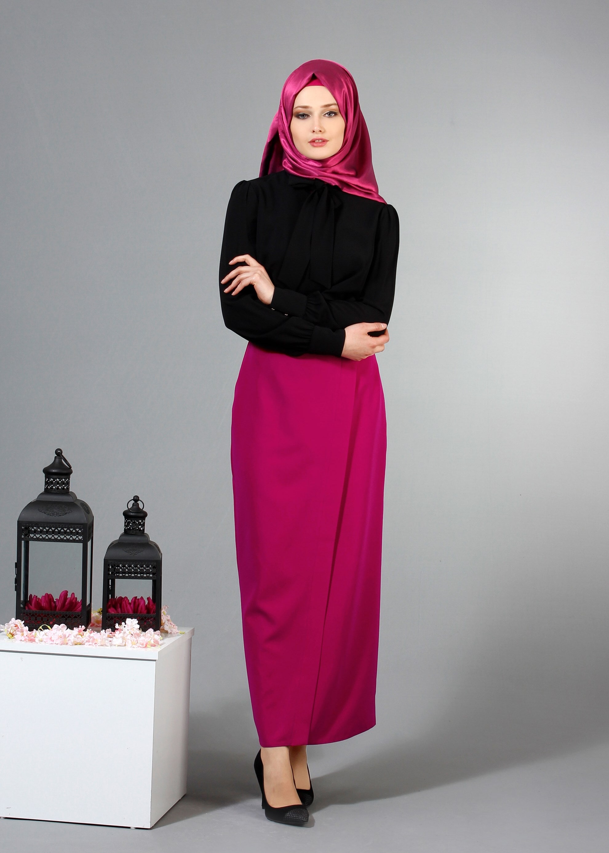 Tesettür giyim FUŞYA 6853 Dilma Tesettür Etek 38/44 TEK36