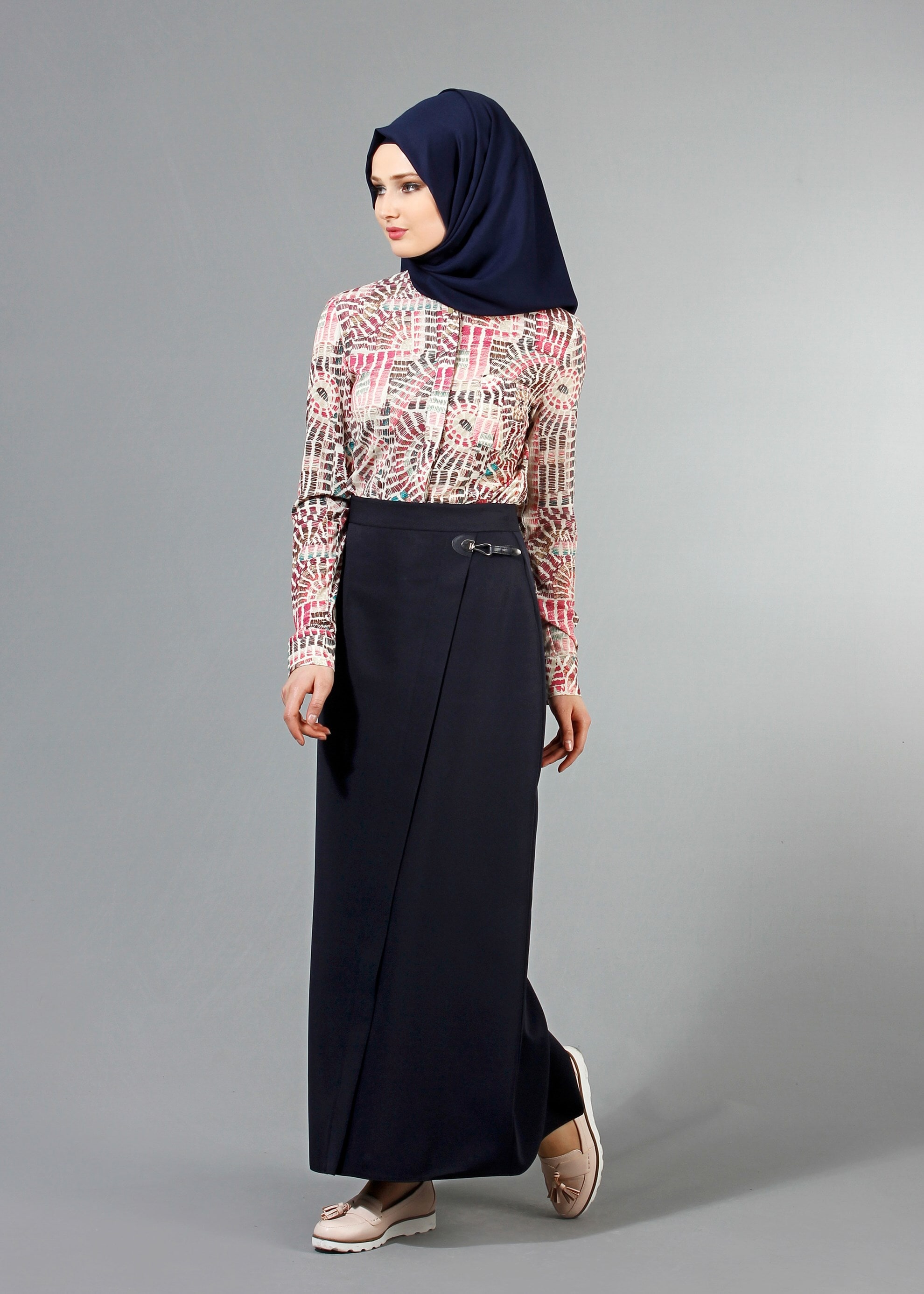Tesettür giyim LACİVERT 6853 Dilma Tesettür Etek 38/44 TEK36