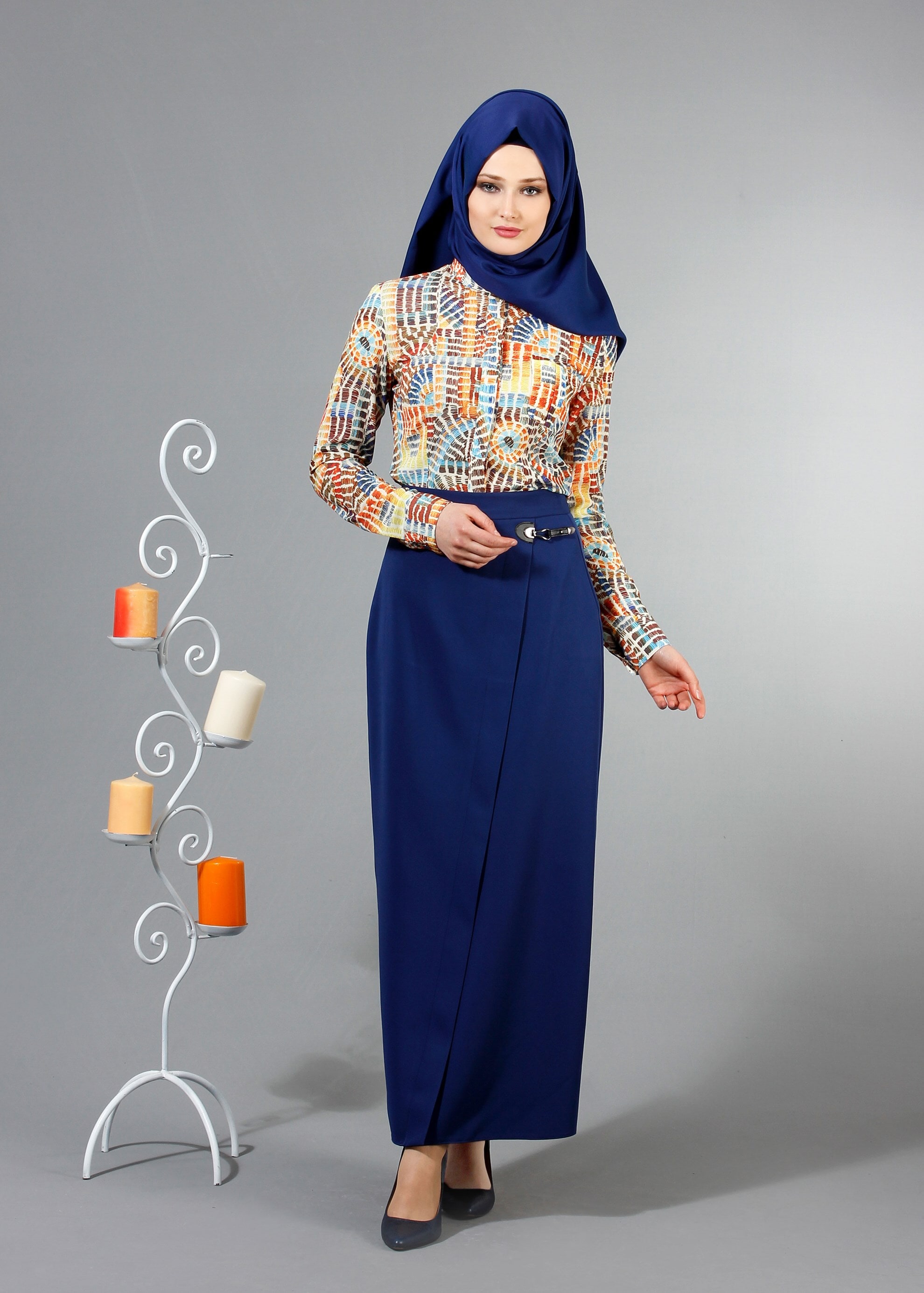 Tesettür giyim LACİVERT 6853 Dilma Tesettür Etek 38/44 TEK36