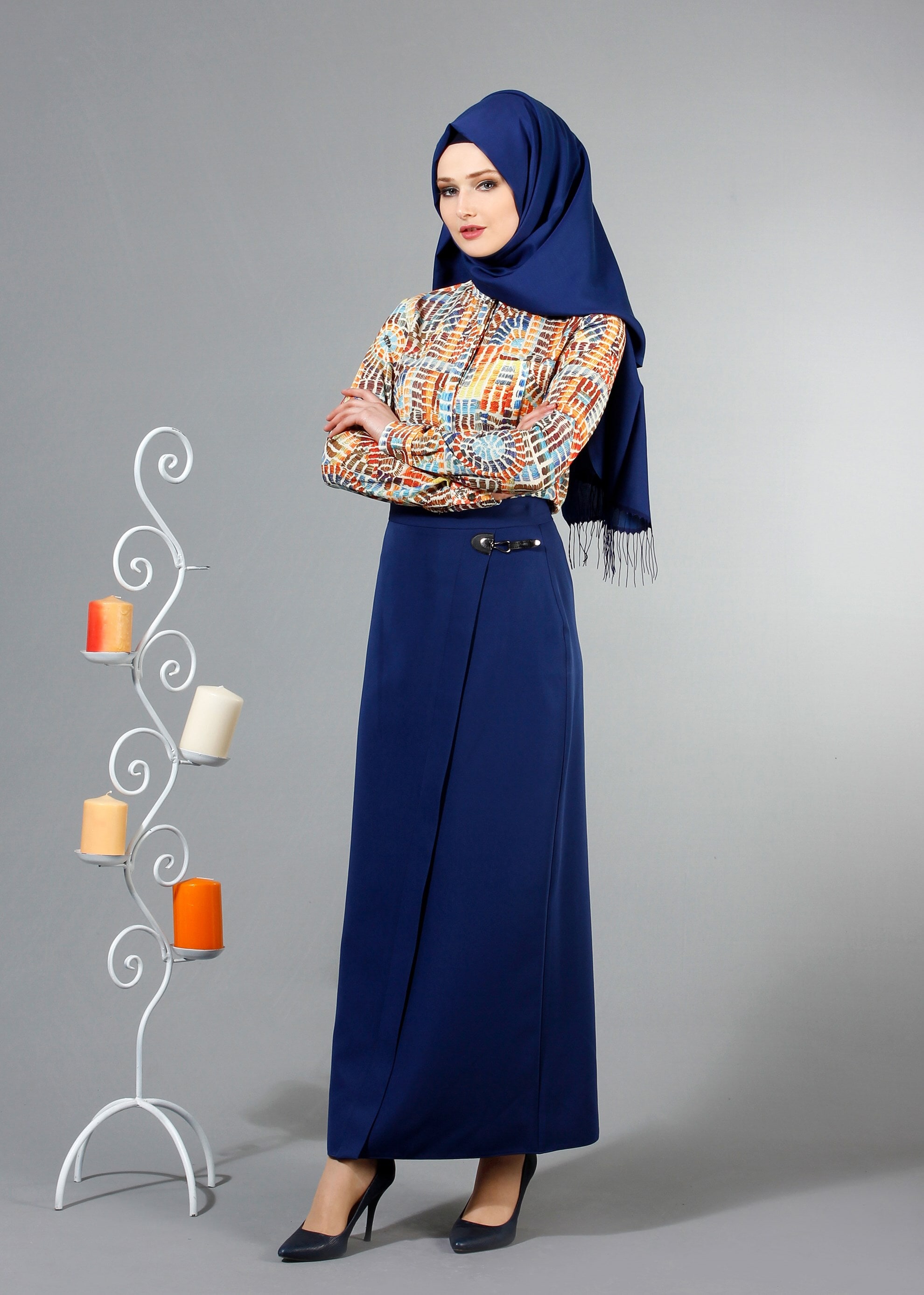 Tesettür giyim LACİVERT 6853 Dilma Tesettür Etek 38/44 TEK36