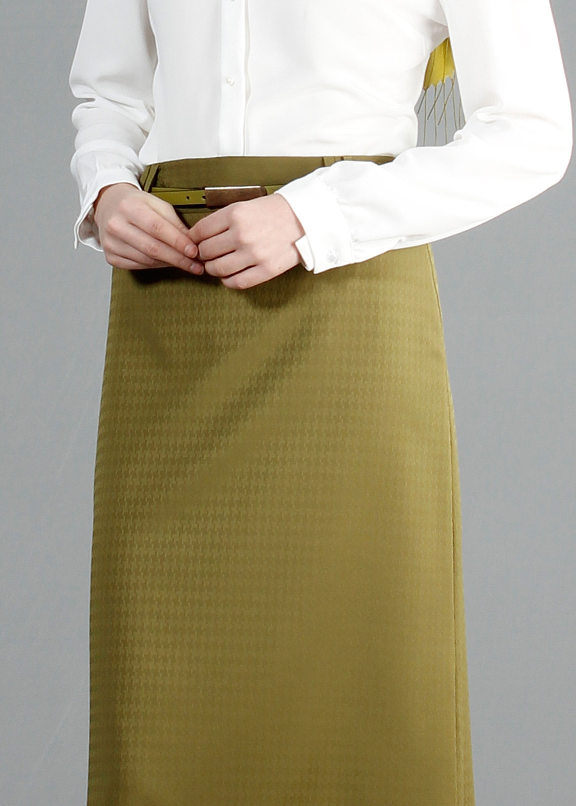 Tesettür giyim YEŞİL GİZLİ YIRTMAÇLI DÜZ KESİM ETEK 6854