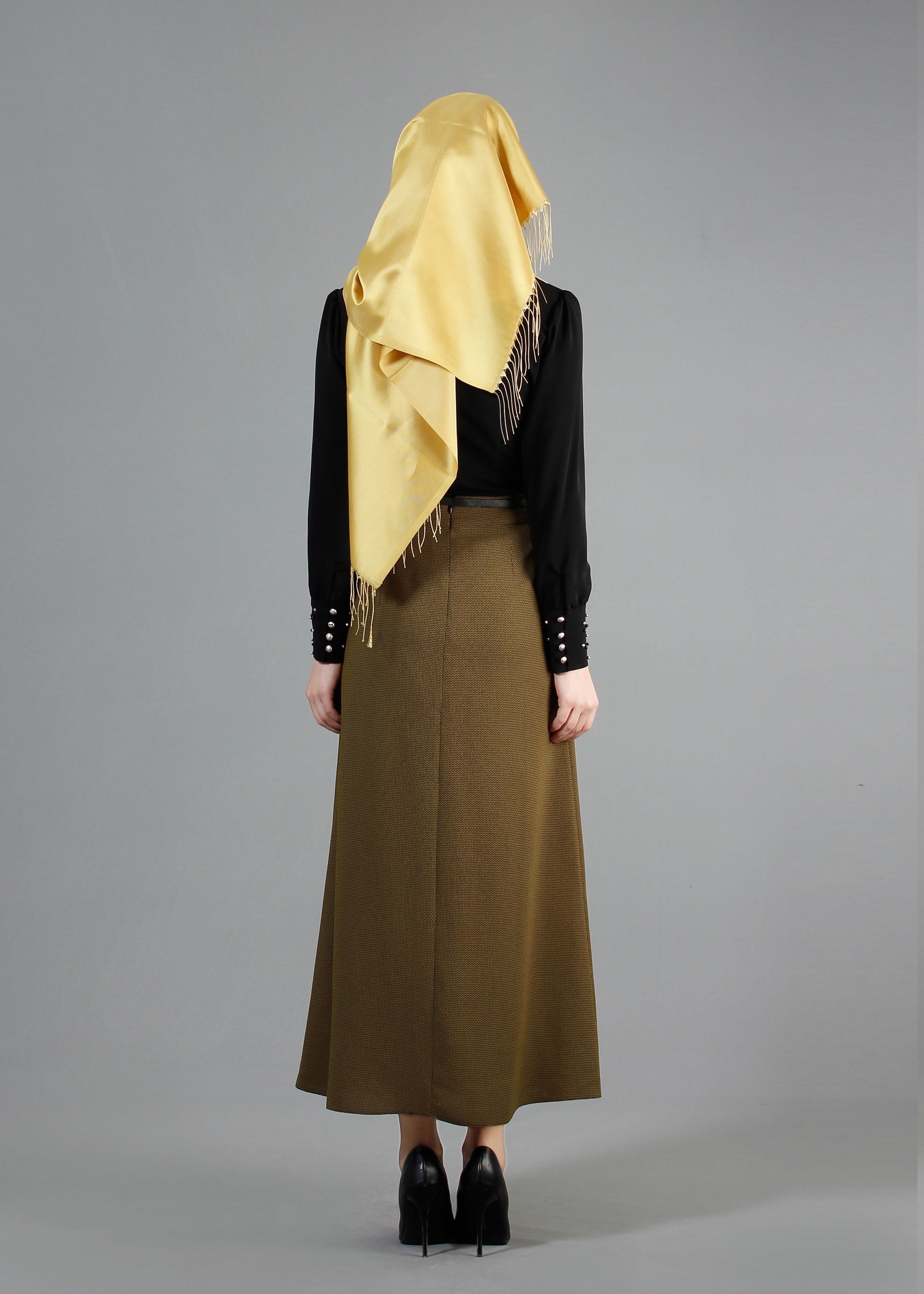 Tesettür giyim SARI 6856 Çitlenbik Tesettür Etek  40/48