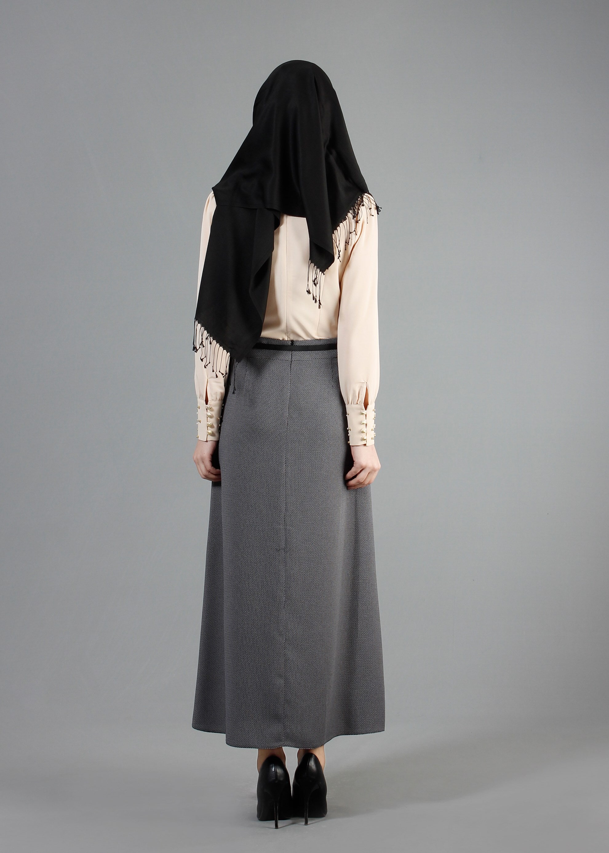 Tesettür giyim GRİ 6856 Çitlenbik Tesettür Etek  40/48