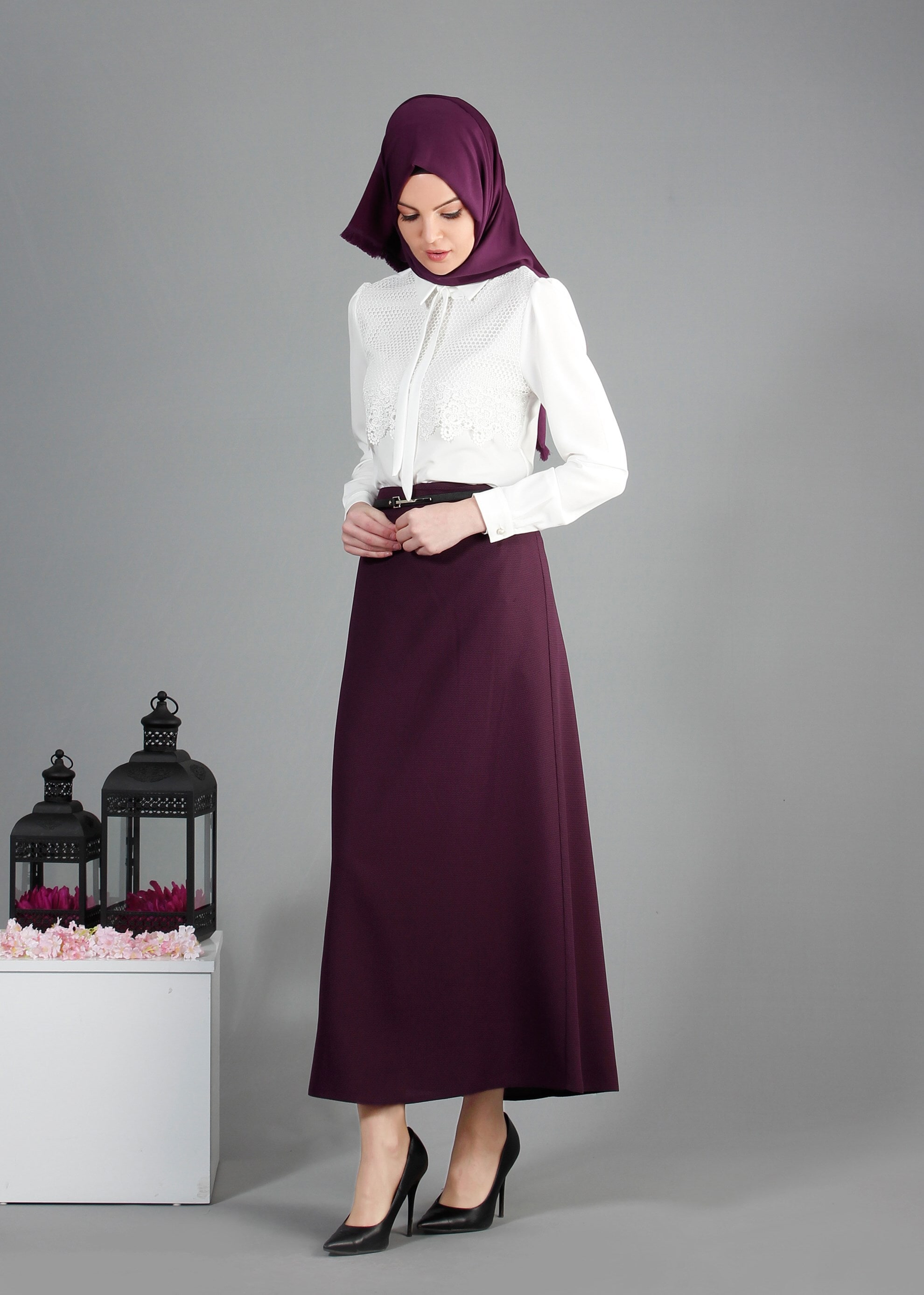 Tesettür giyim MÜRDÜM 6856 Çitlenbik Tesettür Etek  40/48