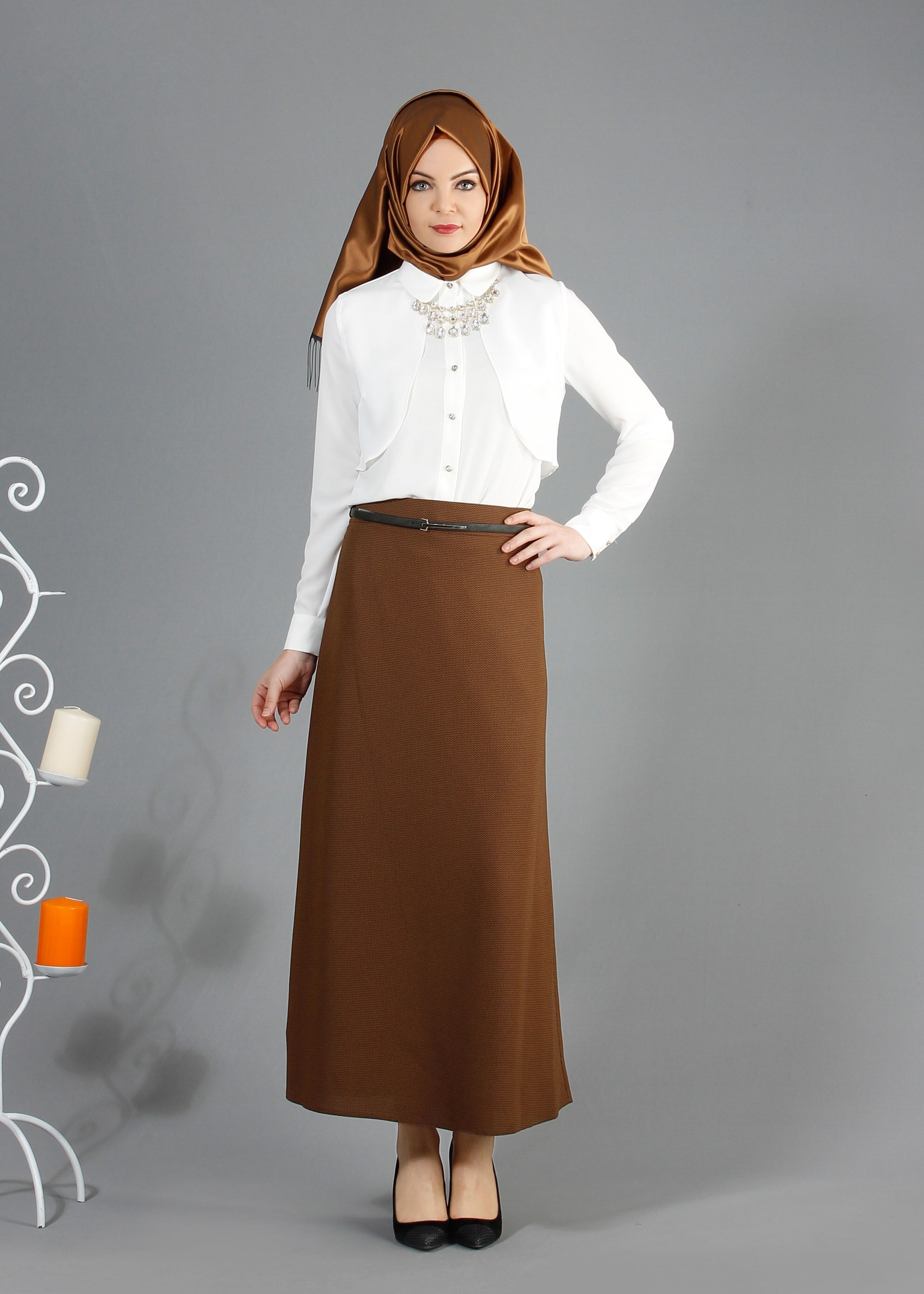 Tesettür giyim TABA 6856 Çitlenbik Tesettür Etek  40/48