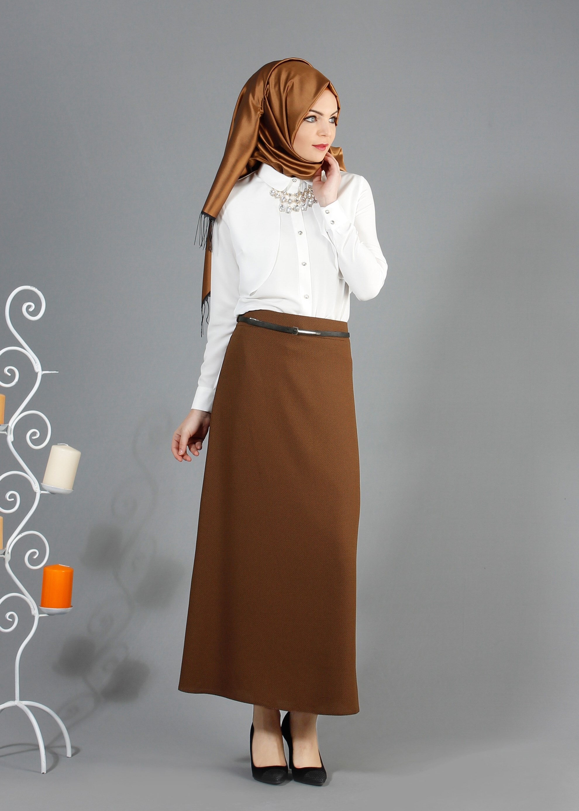 Tesettür giyim TABA 6856 Çitlenbik Tesettür Etek  40/48