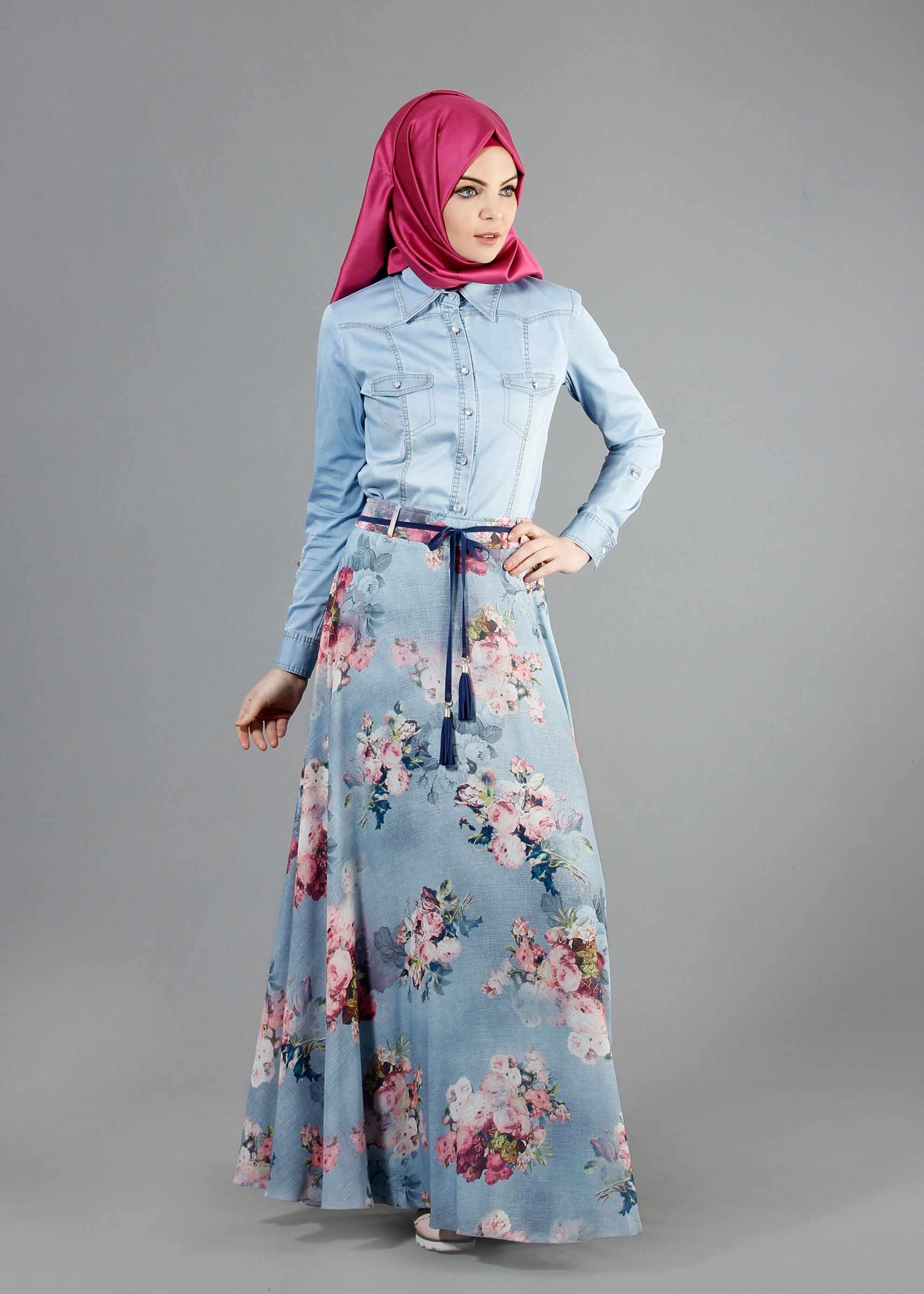 Tesettür giyim MAVİ 6858 Maglia Tesettür 10004 Etek 36/44(38-40) TEK42