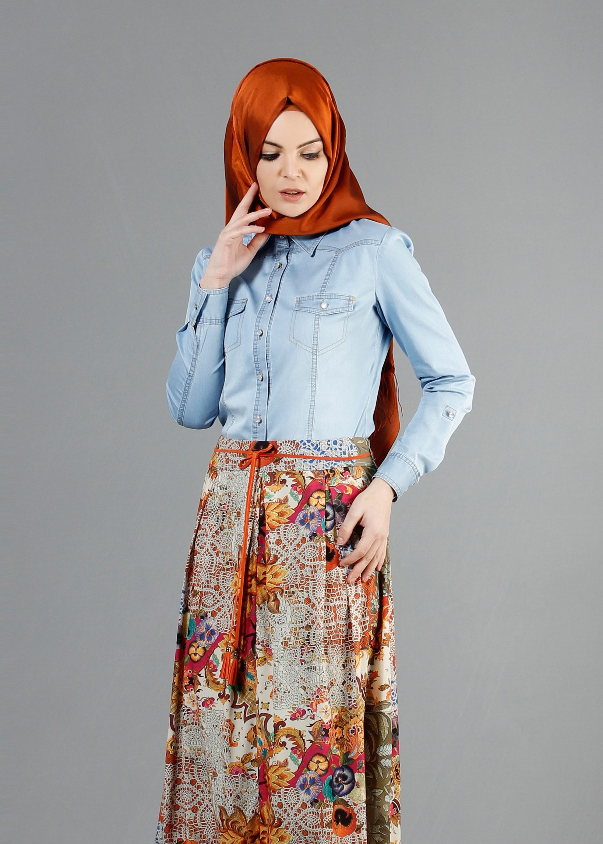 Tesettür giyim FUŞYA 6860 Rosa Tesettür Etek 38/42 TEK38