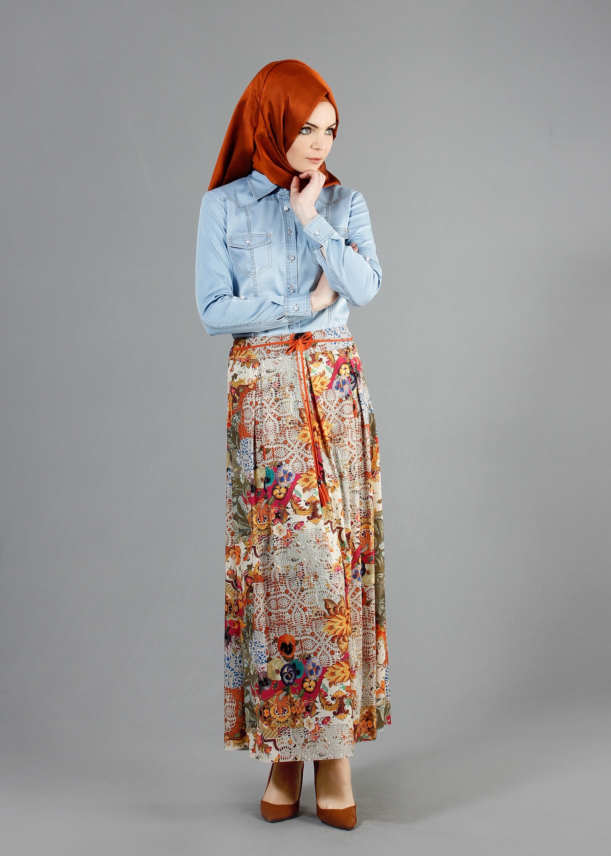 Tesettür giyim FUŞYA 6860 Rosa Tesettür Etek 38/42 TEK38