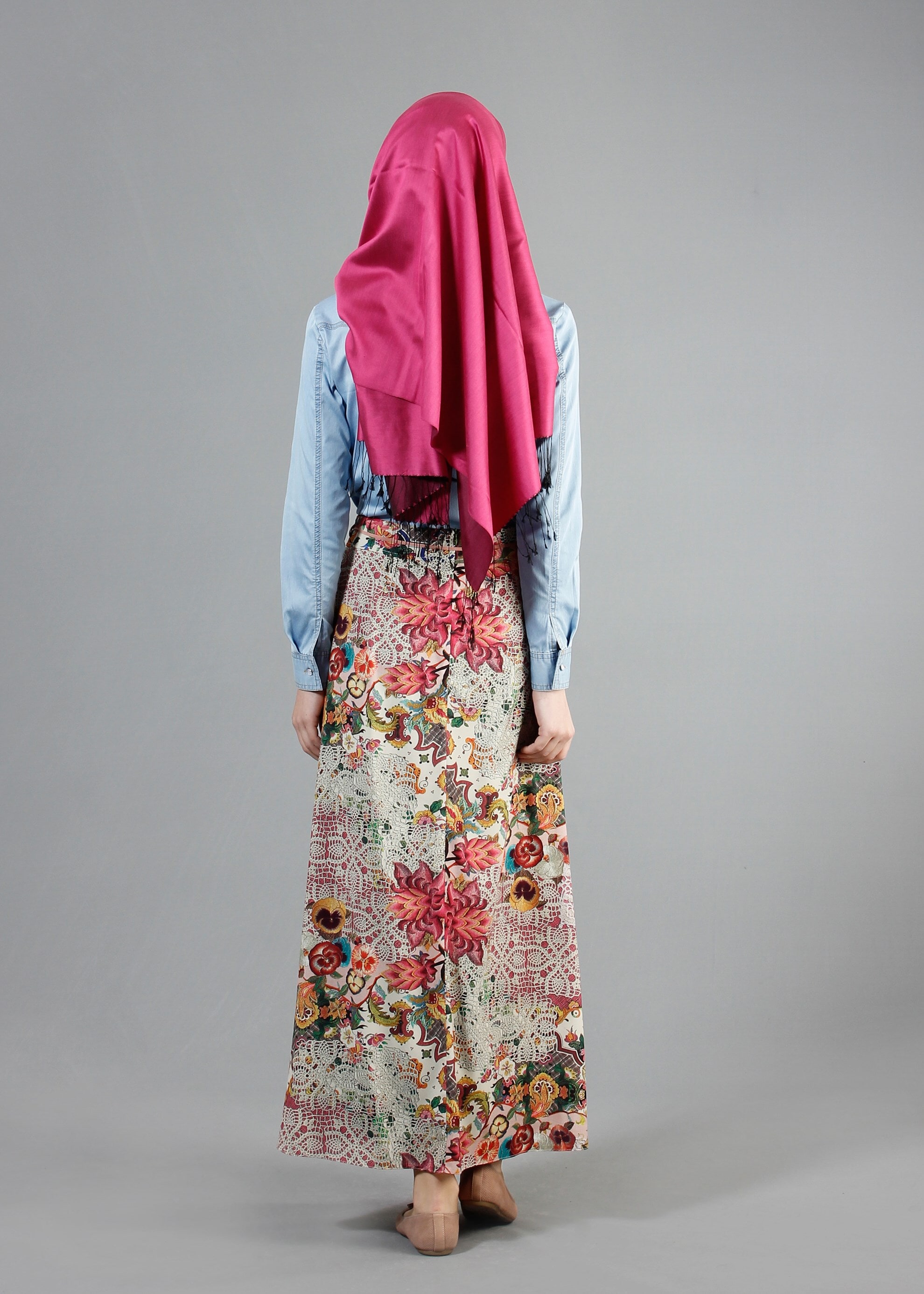 Tesettür giyim PUDRA 6860 Rosa Tesettür Etek 38/42 TEK38