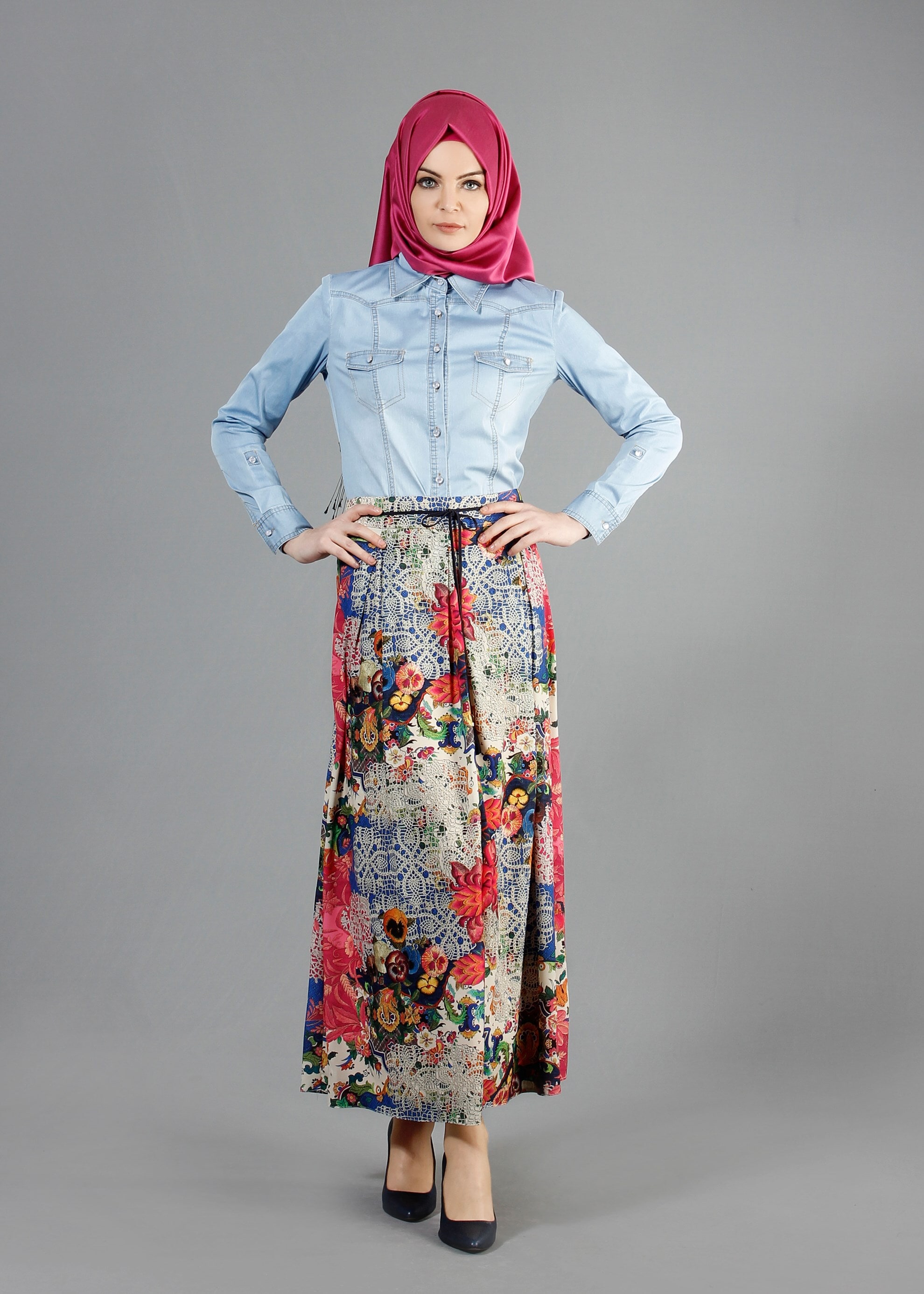 Tesettür giyim LACİVERT 6860 Rosa Tesettür Etek 38/42 TEK38