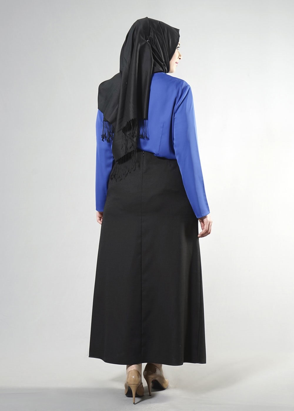 Tesettür giyim SİYAH 6861 NEW SHİNE ETEK 44/52