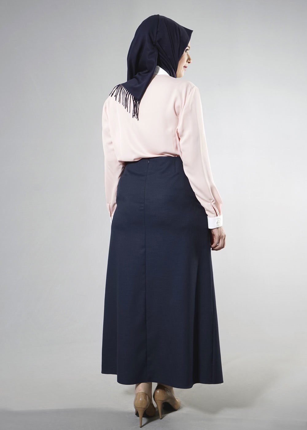 Tesettür giyim LACİVERT 6861 NEW SHİNE ETEK 44/52