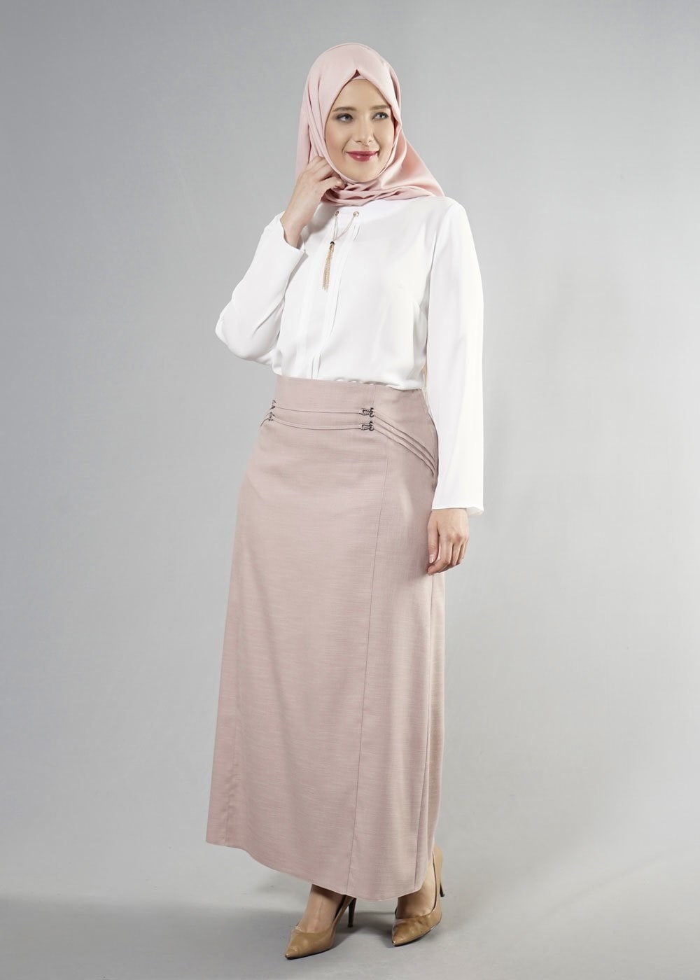 Tesettür giyim PUDRA 6861 NEW SHİNE ETEK 44/52