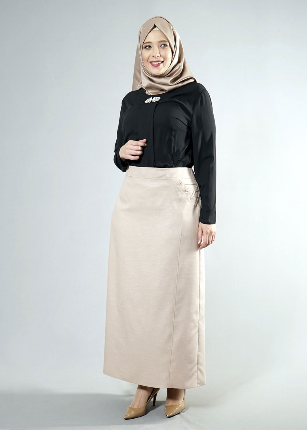 Tesettür giyim BEJ 6862 NEW SHİNE ETEK 44/52 TEK42