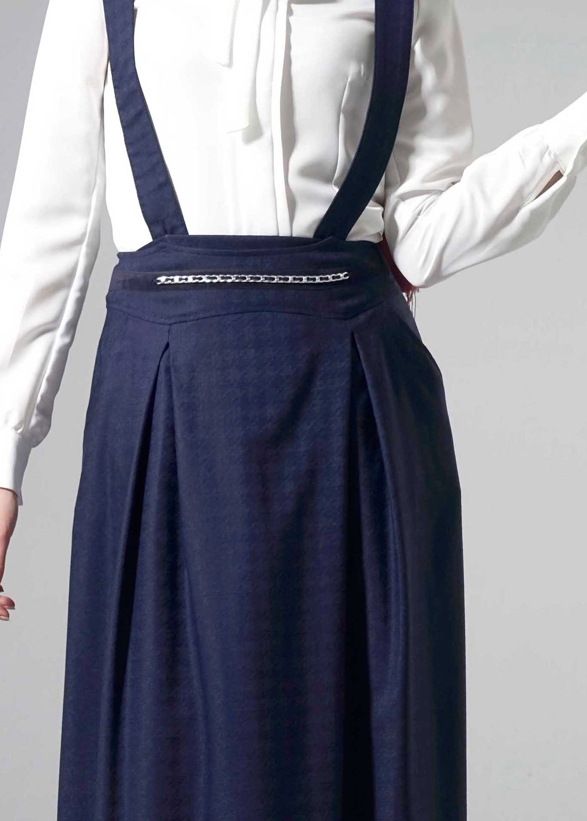 Tesettür giyim LACİVERT ZİNCİR DETAYLI SALOPET ETEK 6863