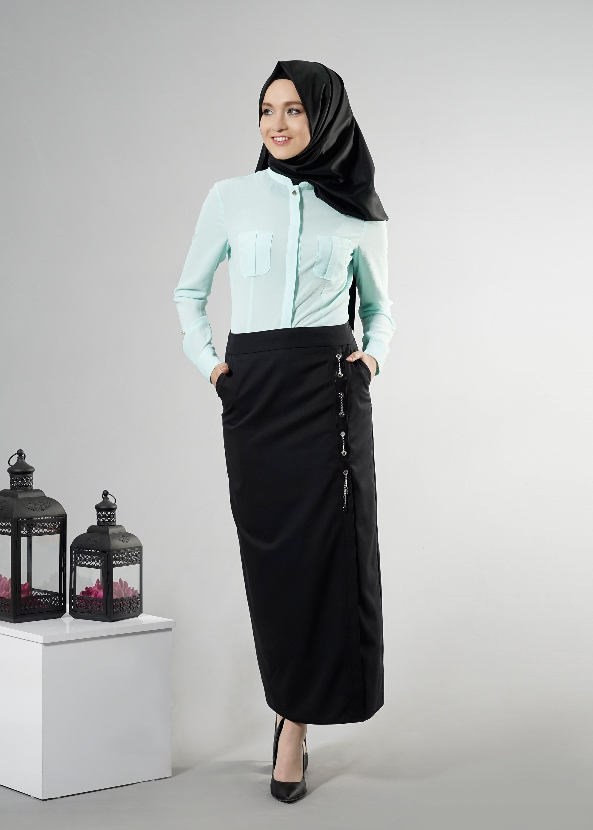 Tesettür giyim SİYAH 6864 Dulce Tesettür Etek 38/48