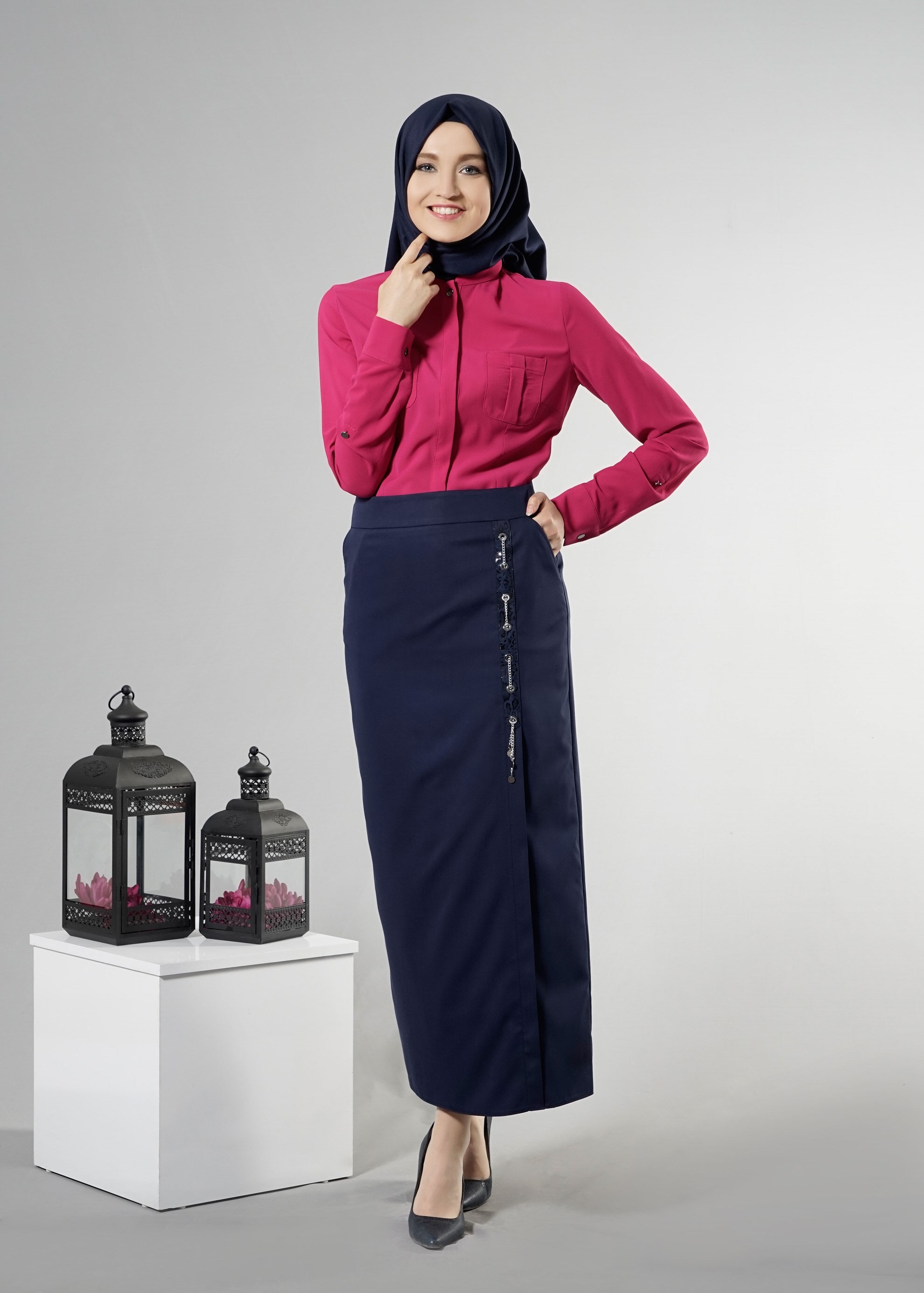 Tesettür giyim LACİVERT 6864 Dulce Tesettür Etek 38/48