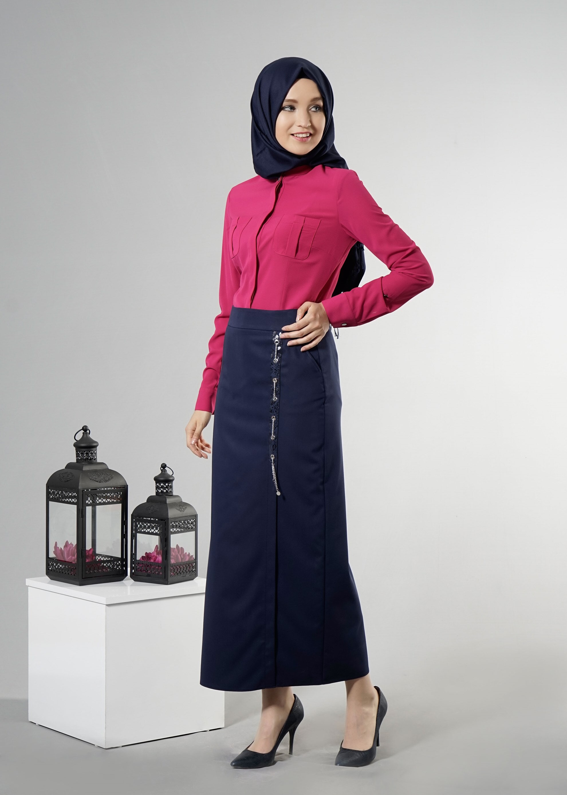 Tesettür giyim LACİVERT 6864 Dulce Tesettür Etek 38/48