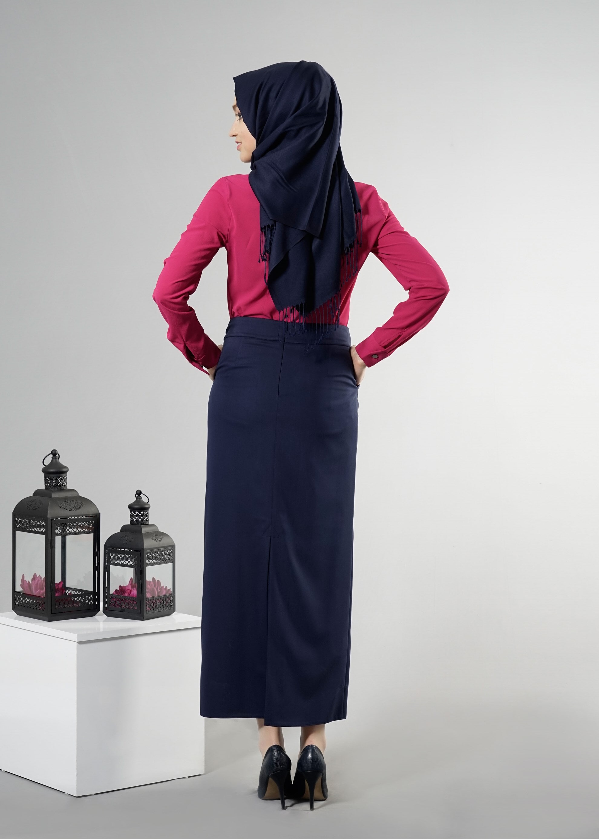 Tesettür giyim LACİVERT 6864 Dulce Tesettür Etek 38/48