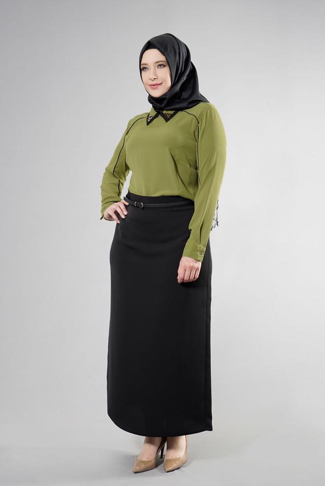 Vêtements hijab NOIR 6866 Baklava Tesettür Etek 44/52 TEK42 - ALVİNA