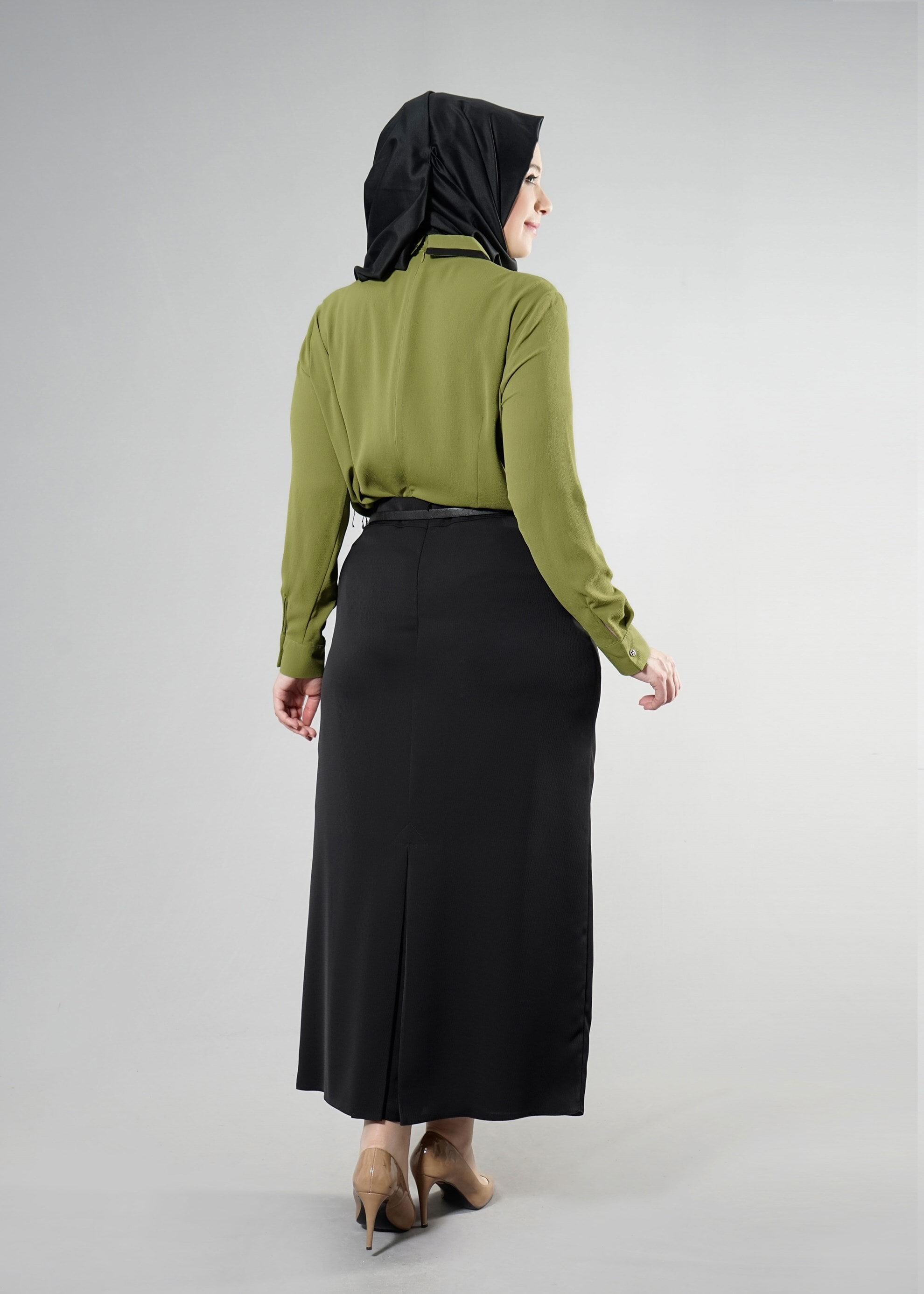 Tesettür giyim SİYAH 6866 Baklava Tesettür Etek 44/52 TEK42