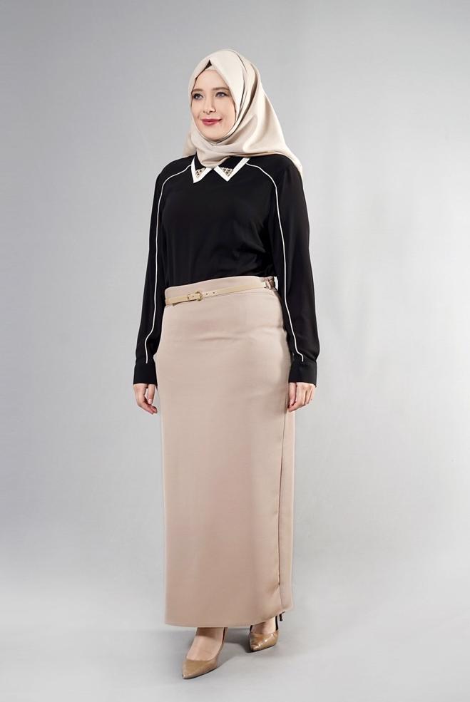 Vêtements hijab BEIGE 6866 Baklava Tesettür Etek 44/52 TEK42 - ALVİNA
