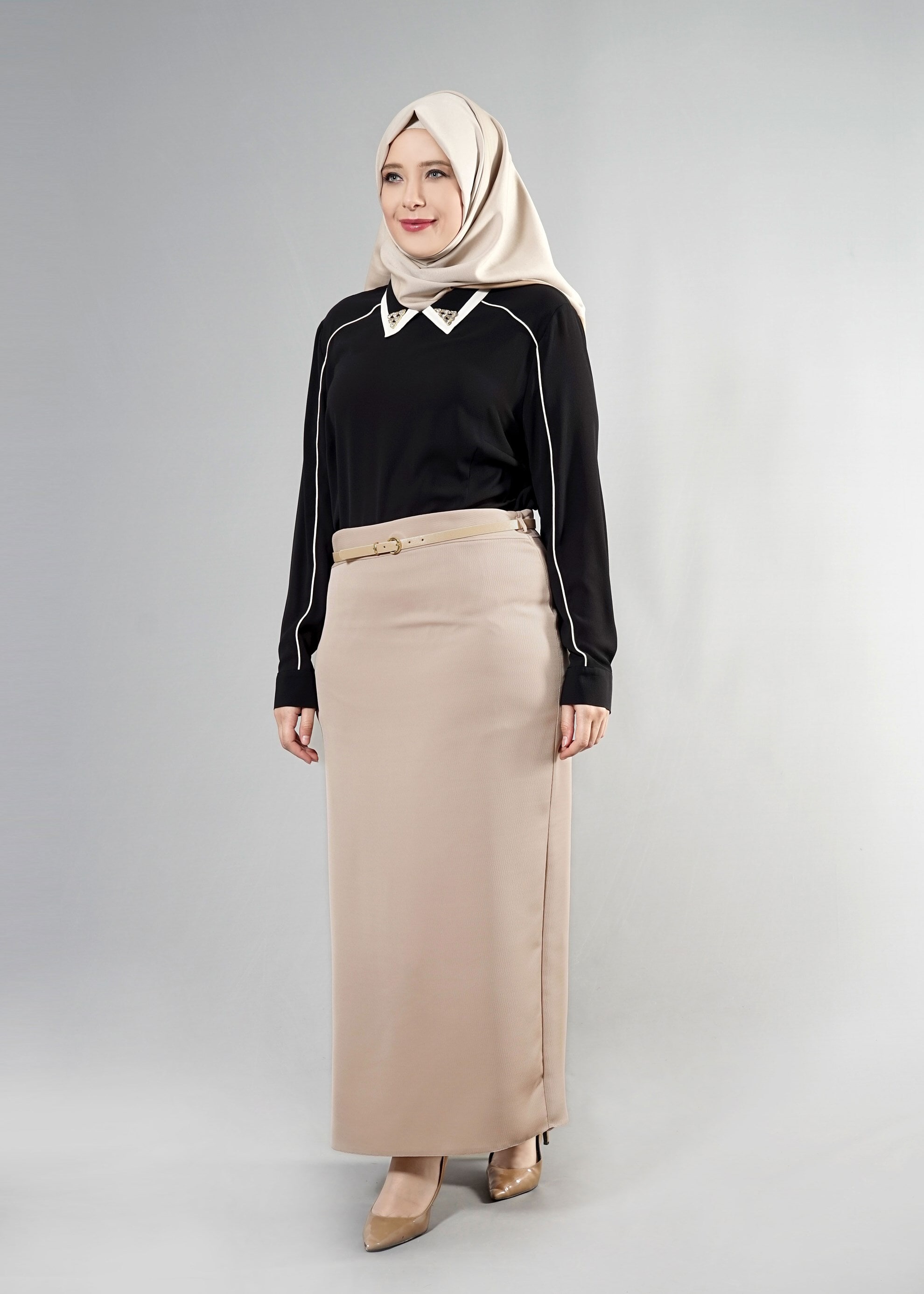 Tesettür giyim BEJ 6866 Baklava Tesettür Etek 44/52 TEK42
