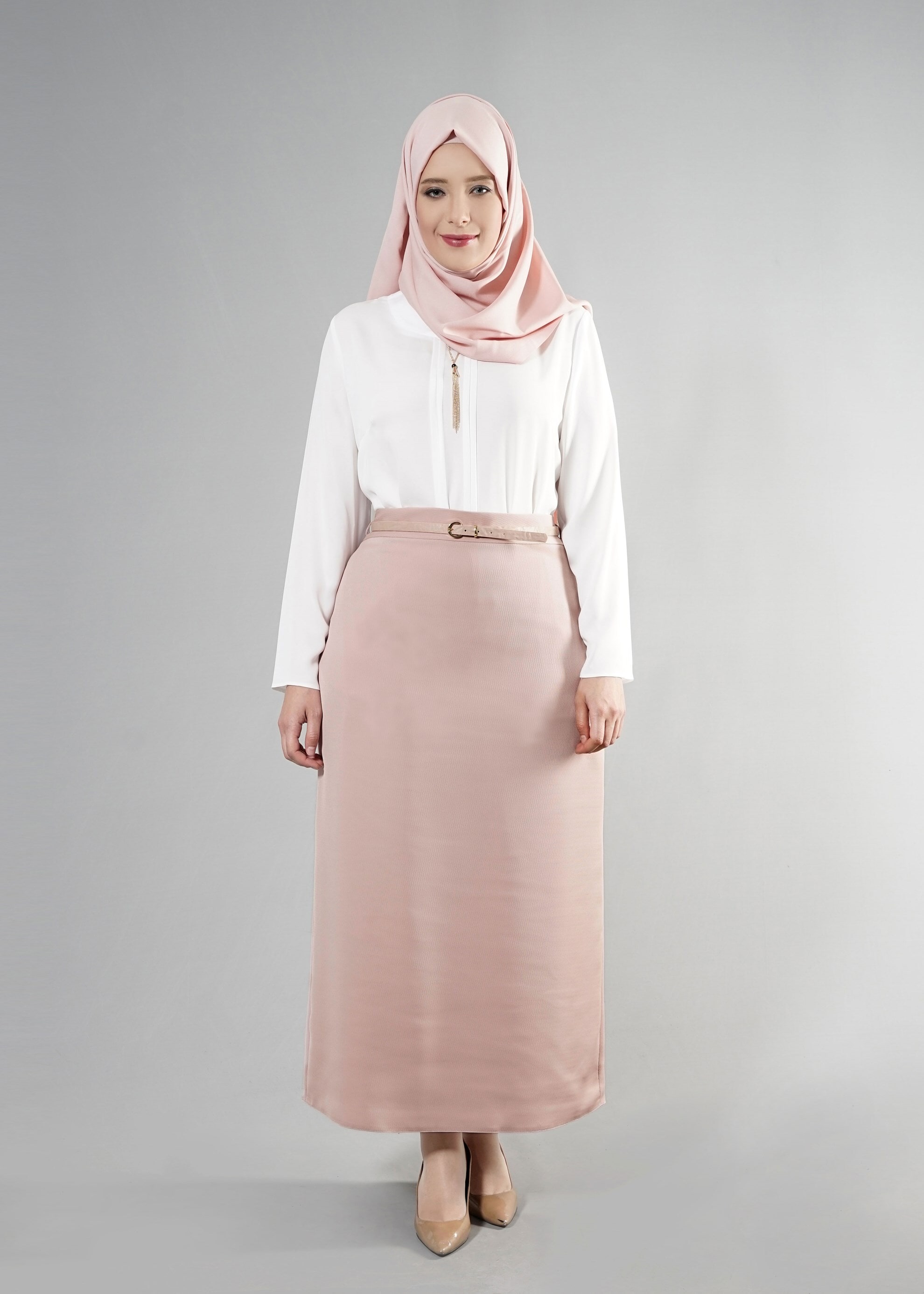 Tesettür giyim PUDRA 6866 Baklava Tesettür Etek 44/52 TEK42
