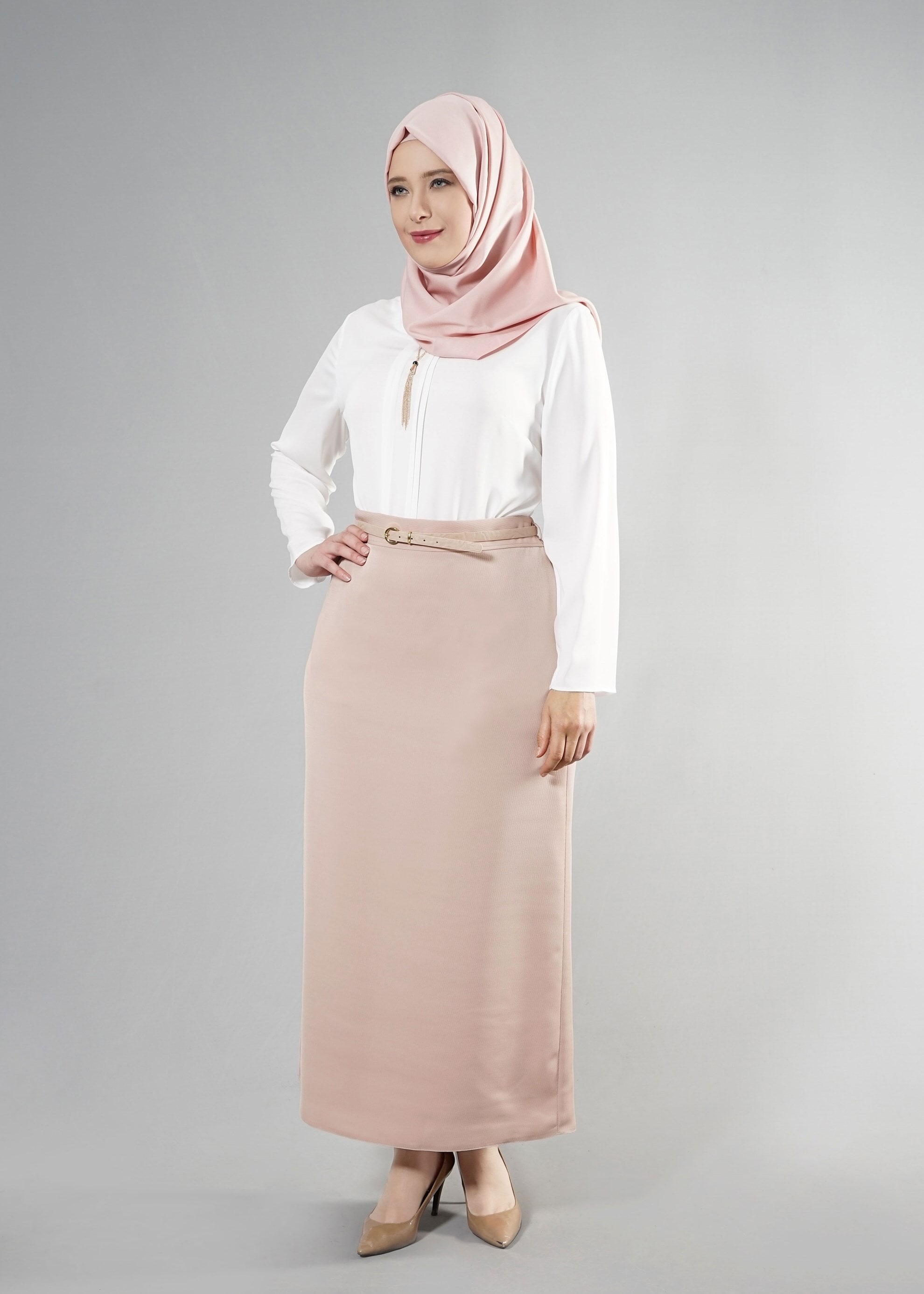 Tesettür giyim PUDRA 6866 Baklava Tesettür Etek 44/52 TEK42