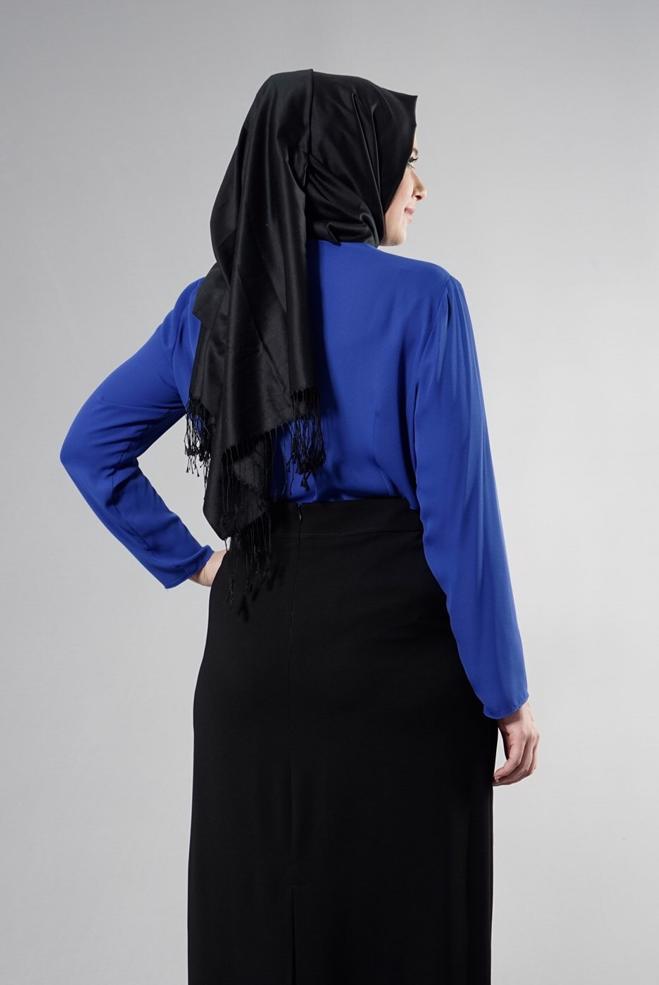 Vêtements hijab NOIR 6867 Duru Crep Tesettür Etek 44/52 TEK42 - ALVİNA