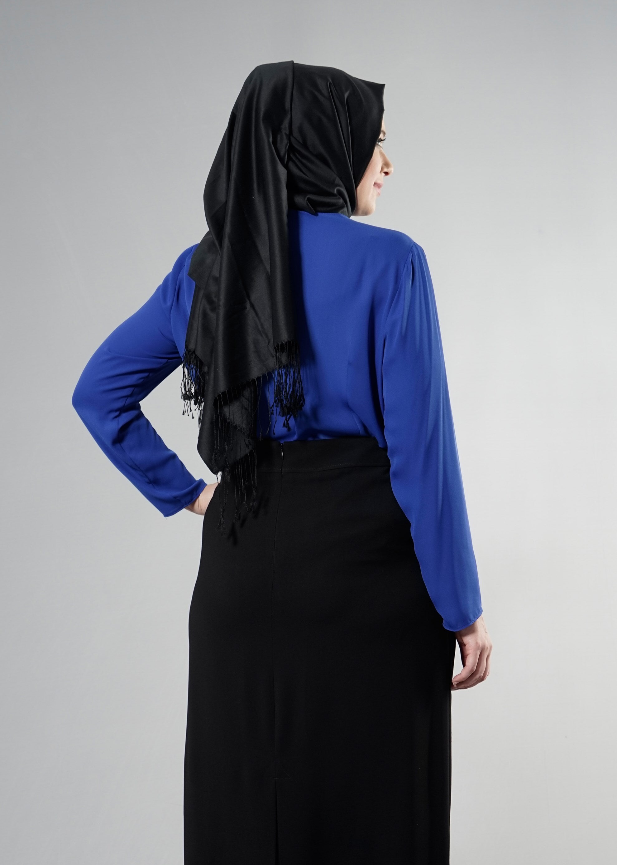 Tesettür giyim SİYAH 6867 Duru Crep Tesettür Etek 44/52 TEK42