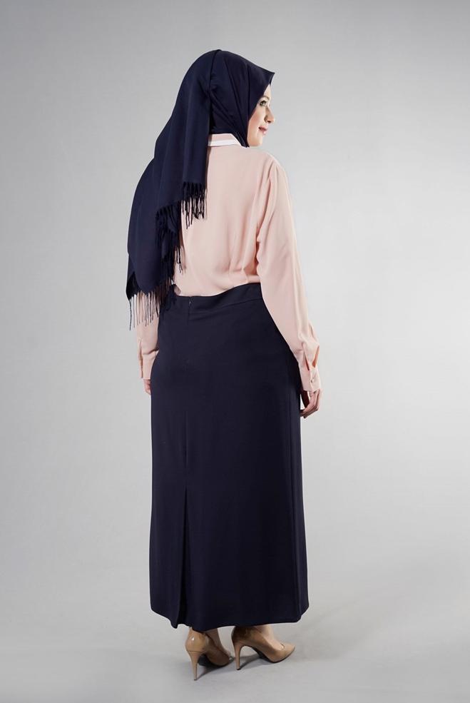 Vêtements hijab BLEU MARINE 6867 Duru Crep Tesettür Etek 44/52 TEK42 - ALVİNA