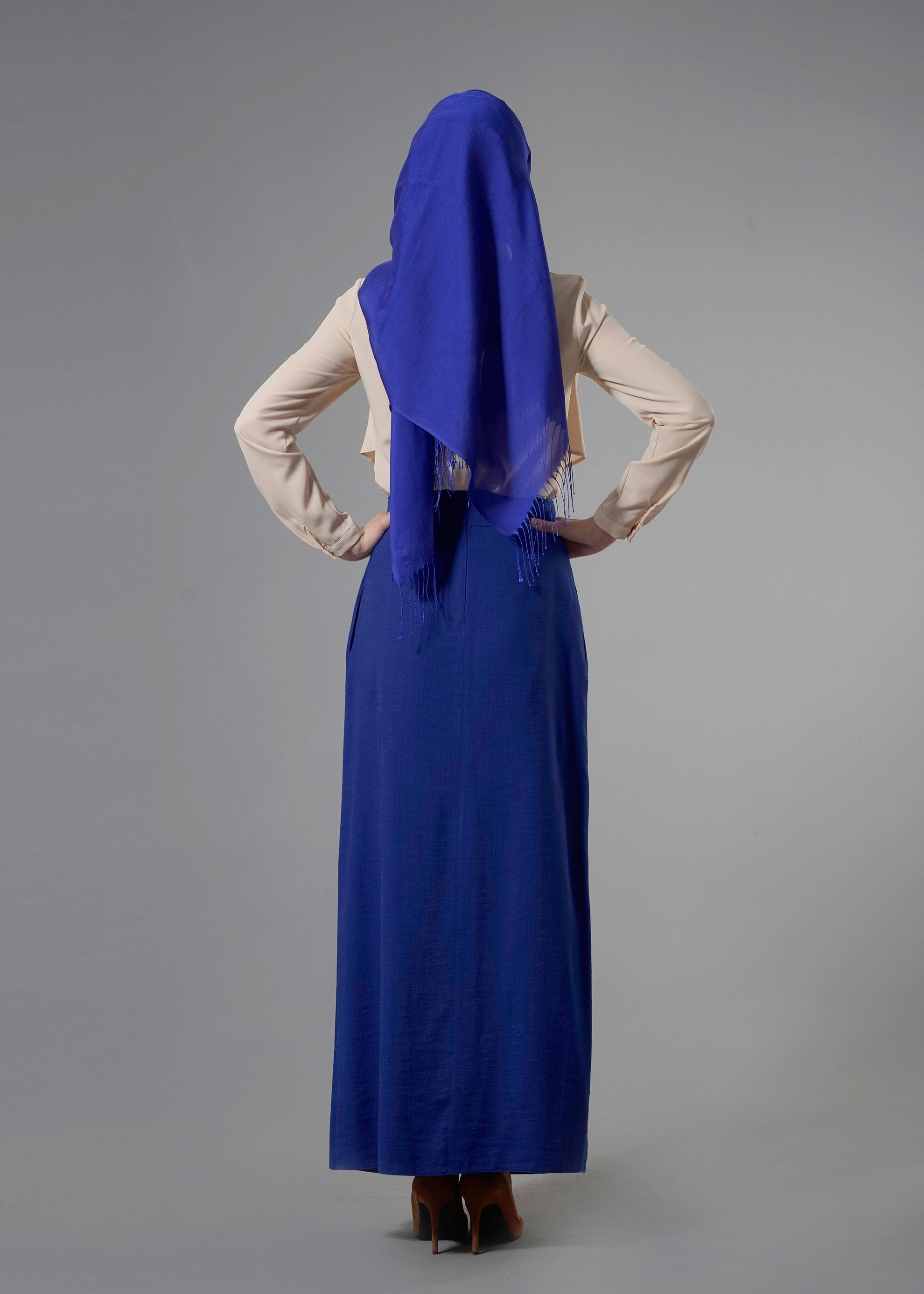 Tesettür giyim LACİVERT CEPLİ DÜZ KESİM ETEK 6869