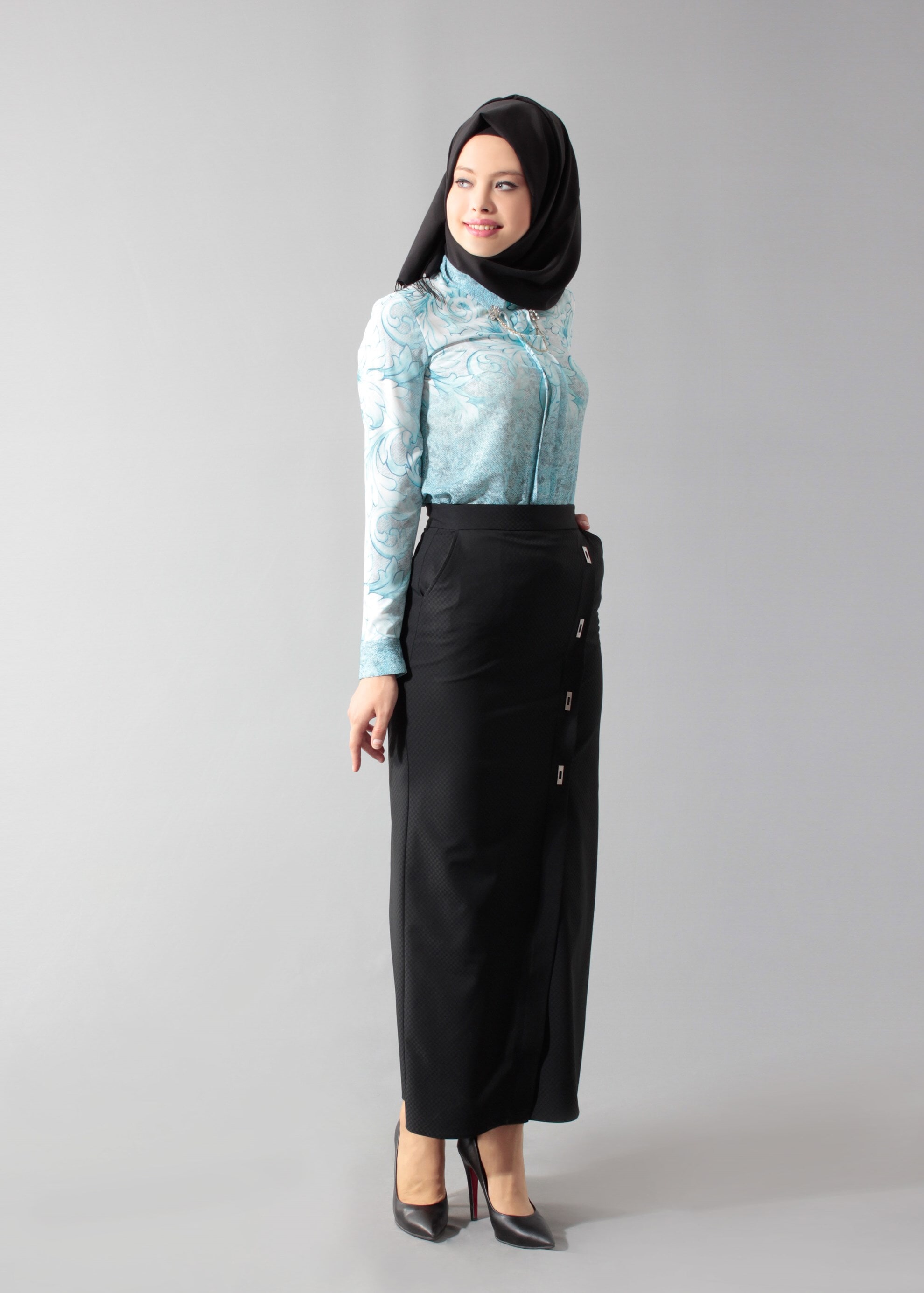 Tesettür giyim SİYAH 6870 43658 Tesettür Etek 38/44 TEK38