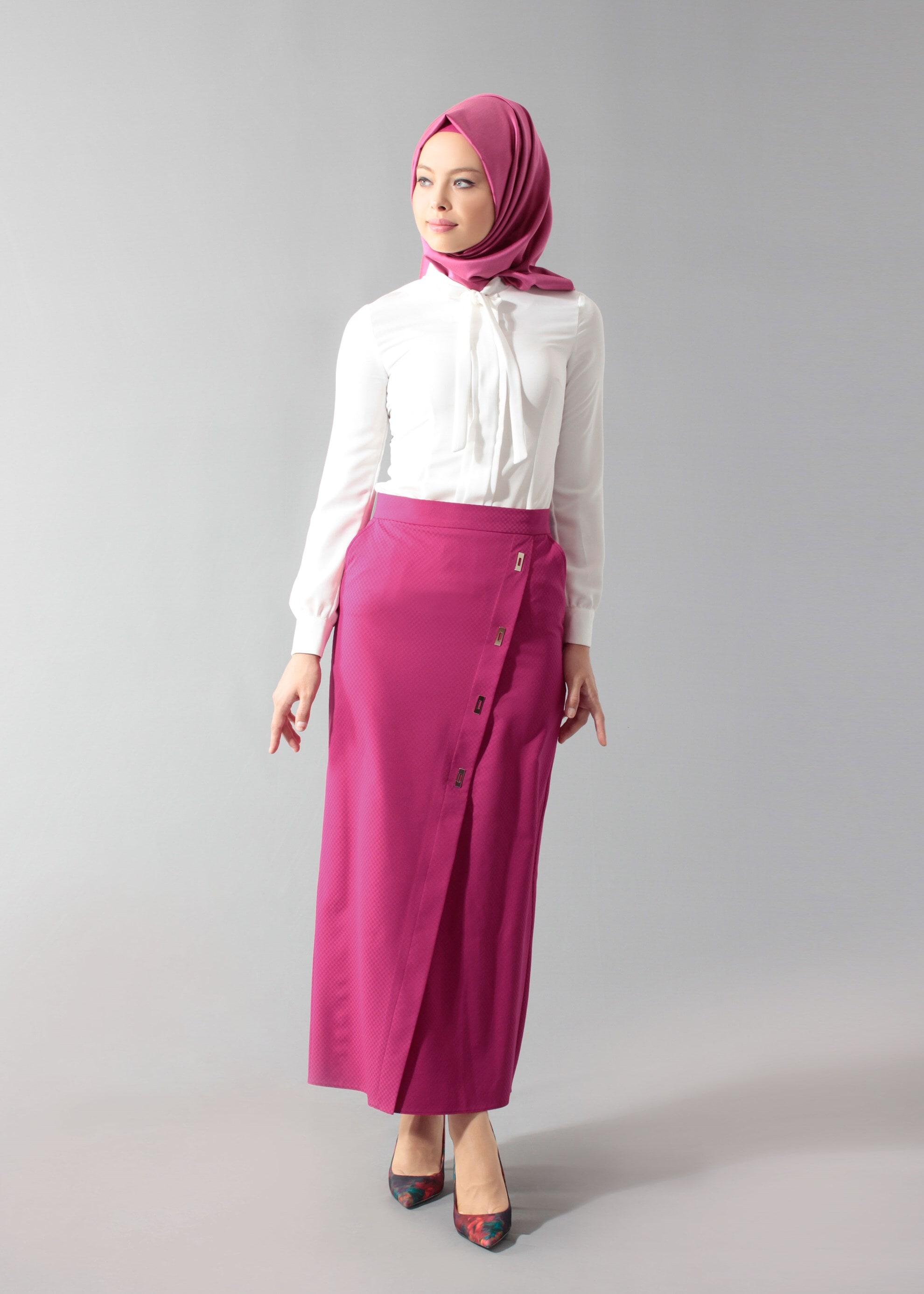 Tesettür giyim FUŞYA 6870 43658 Tesettür Etek 38/44 TEK38